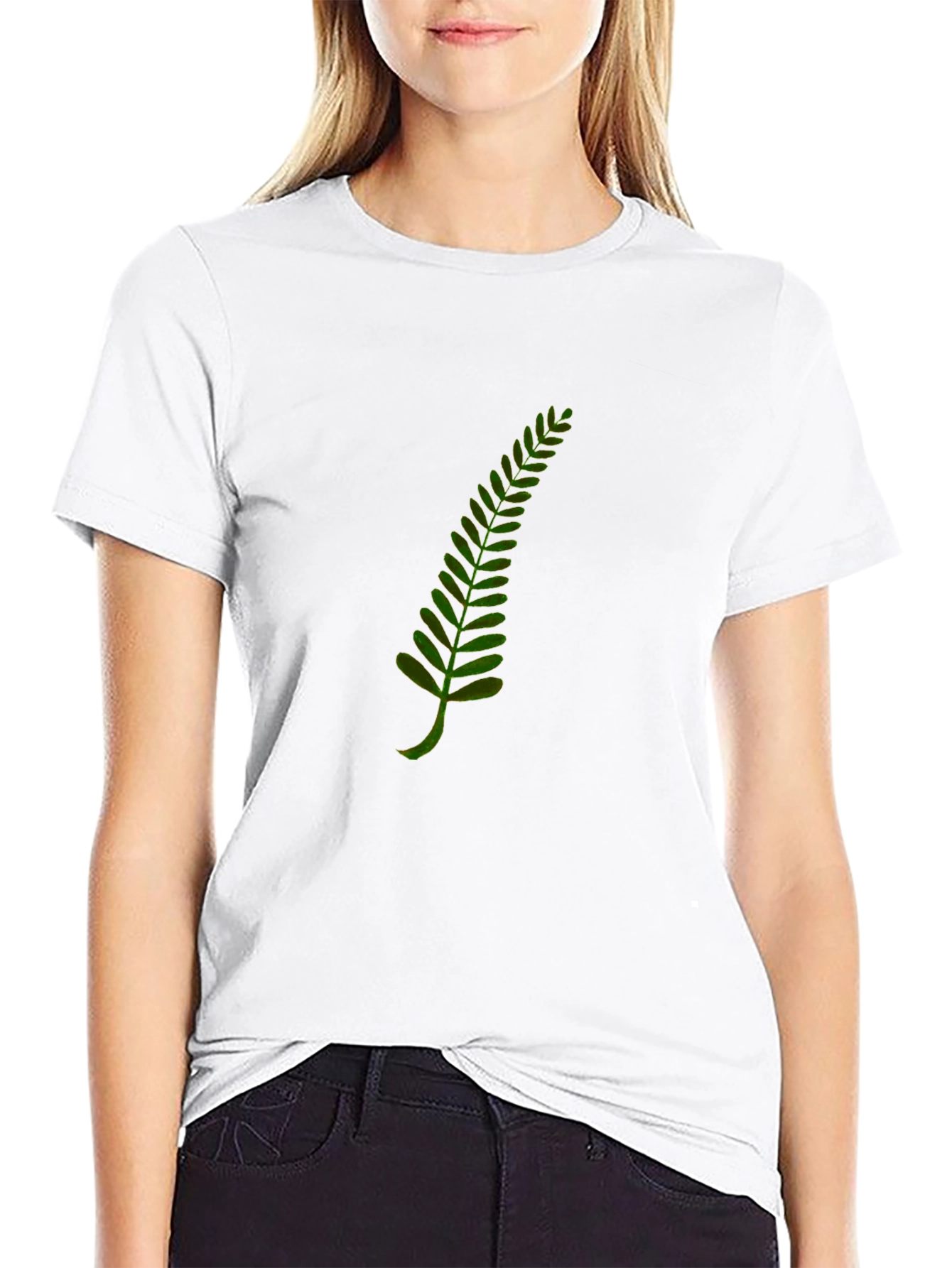 Fern Leaf Graphic T-Shirt - Black Cotton Tee