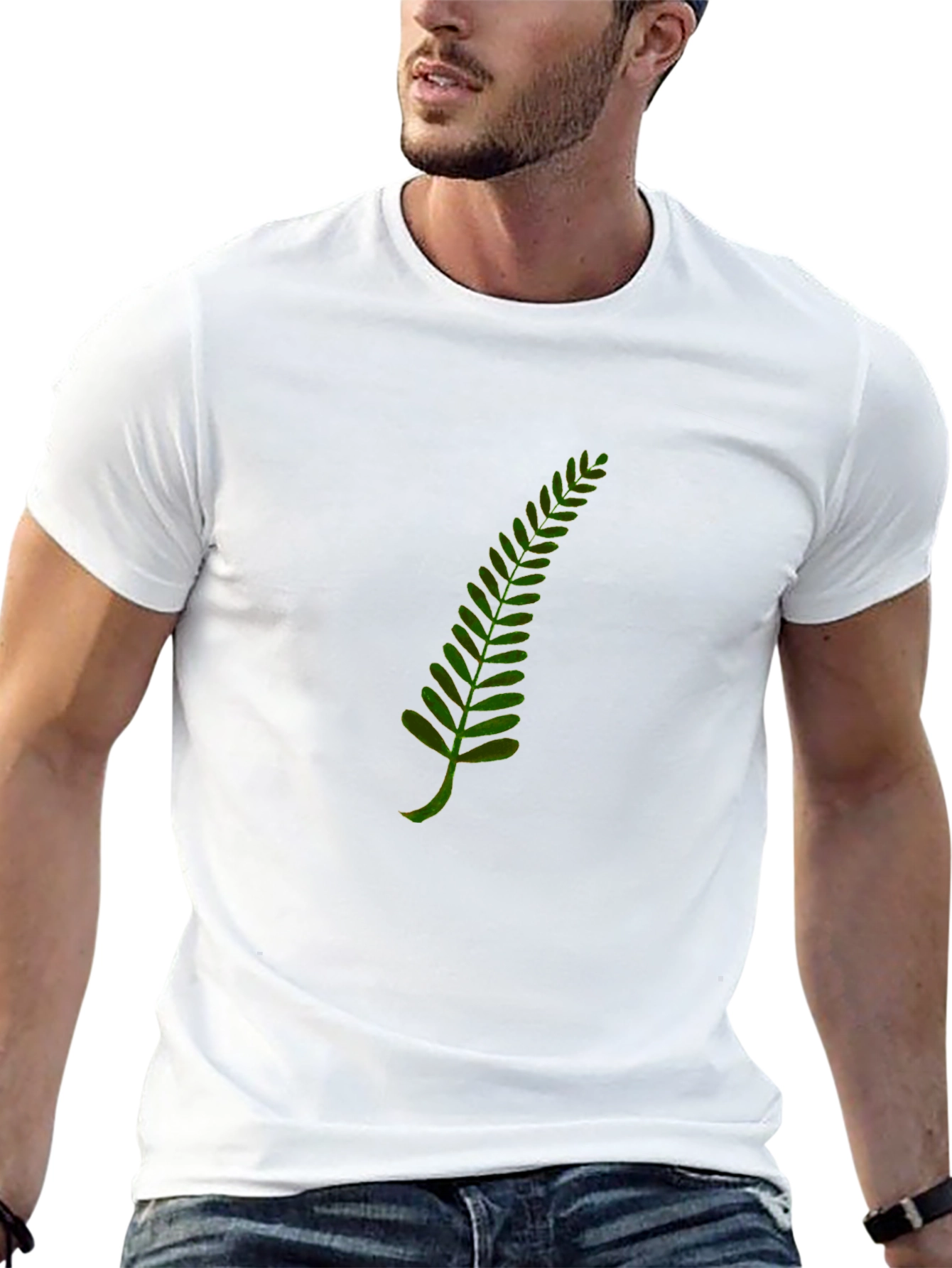 Fern Leaf Graphic T-Shirt - Black Cotton Tee