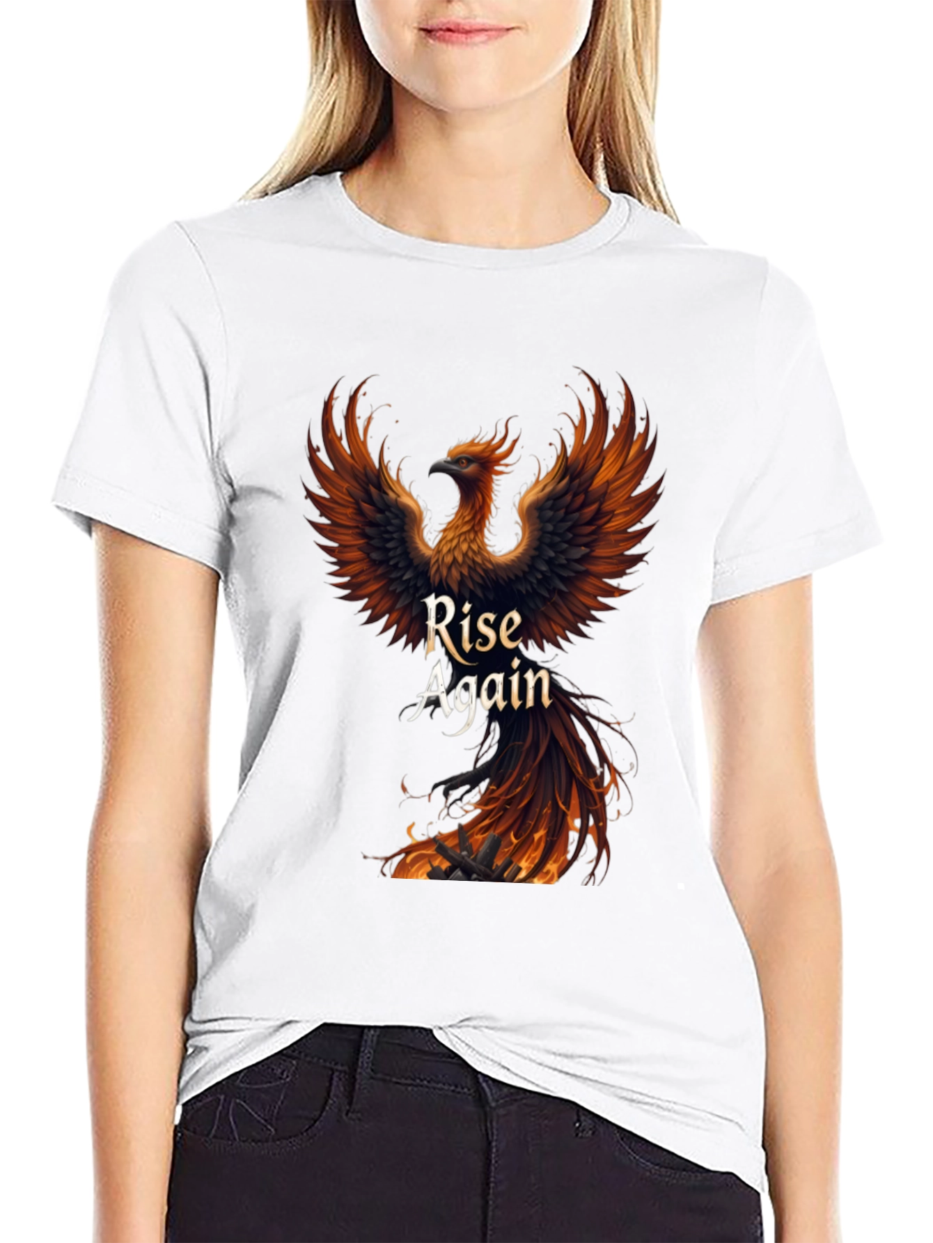 Rise Again Phoenix Graphic T-Shirt - Black