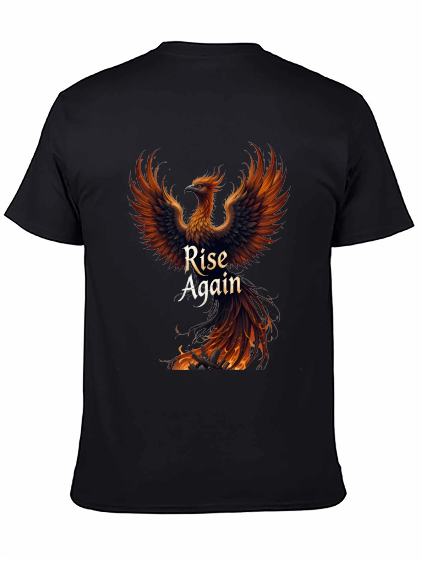 Rise Again Phoenix Graphic T-Shirt - Black