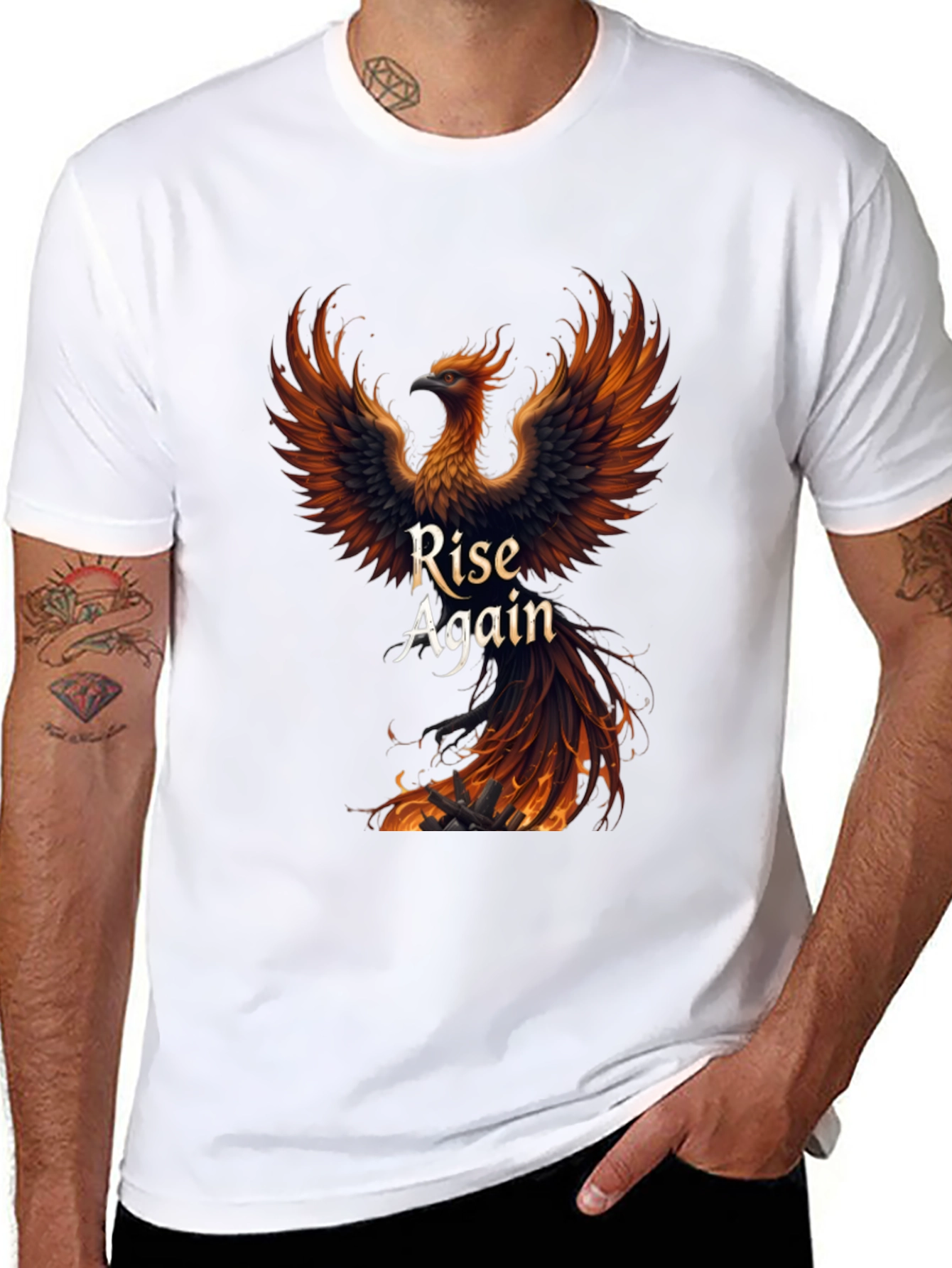 Rise Again Phoenix Graphic T-Shirt - Black