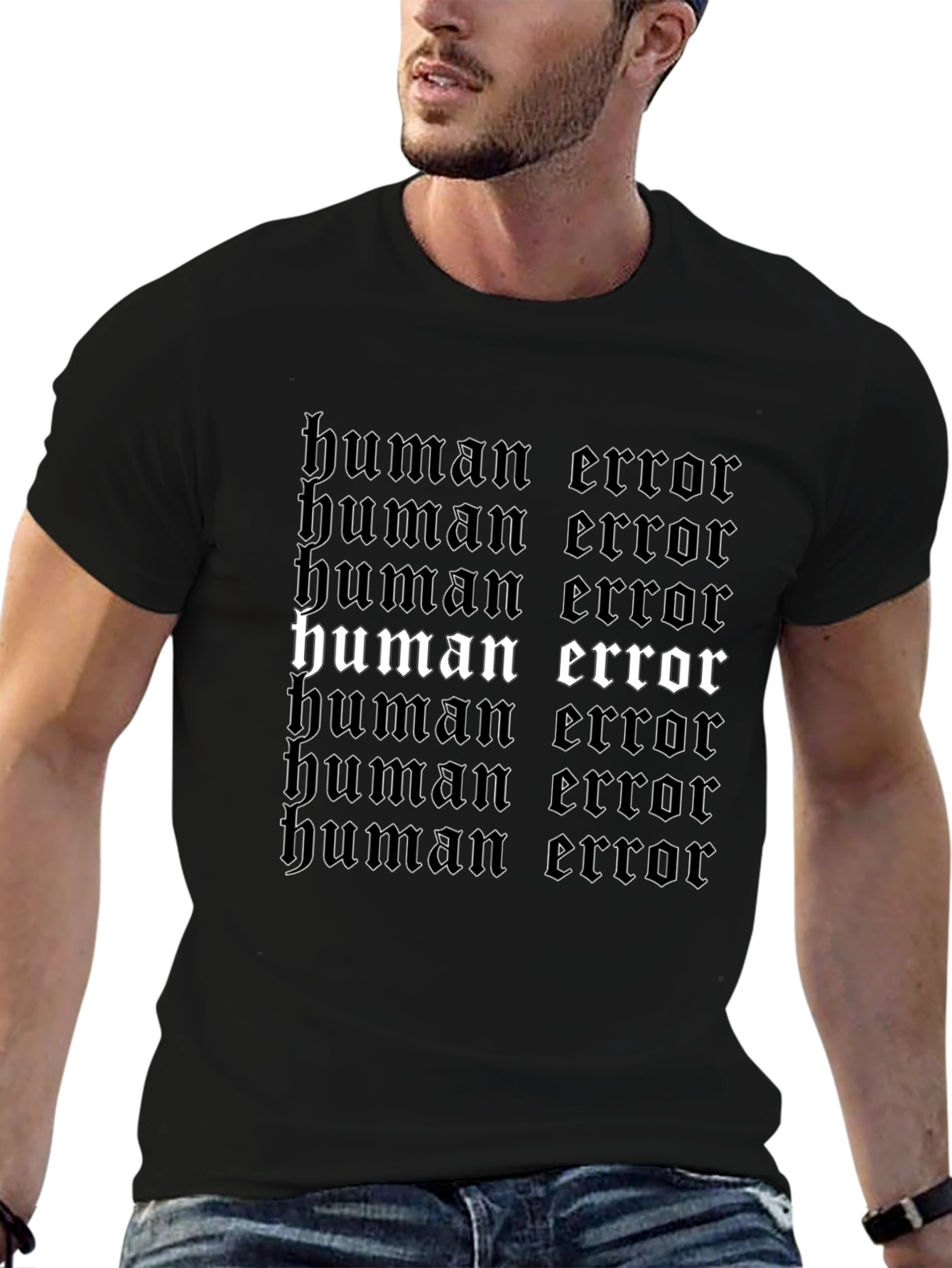 Human Error Graphic Print Black T-Shirt