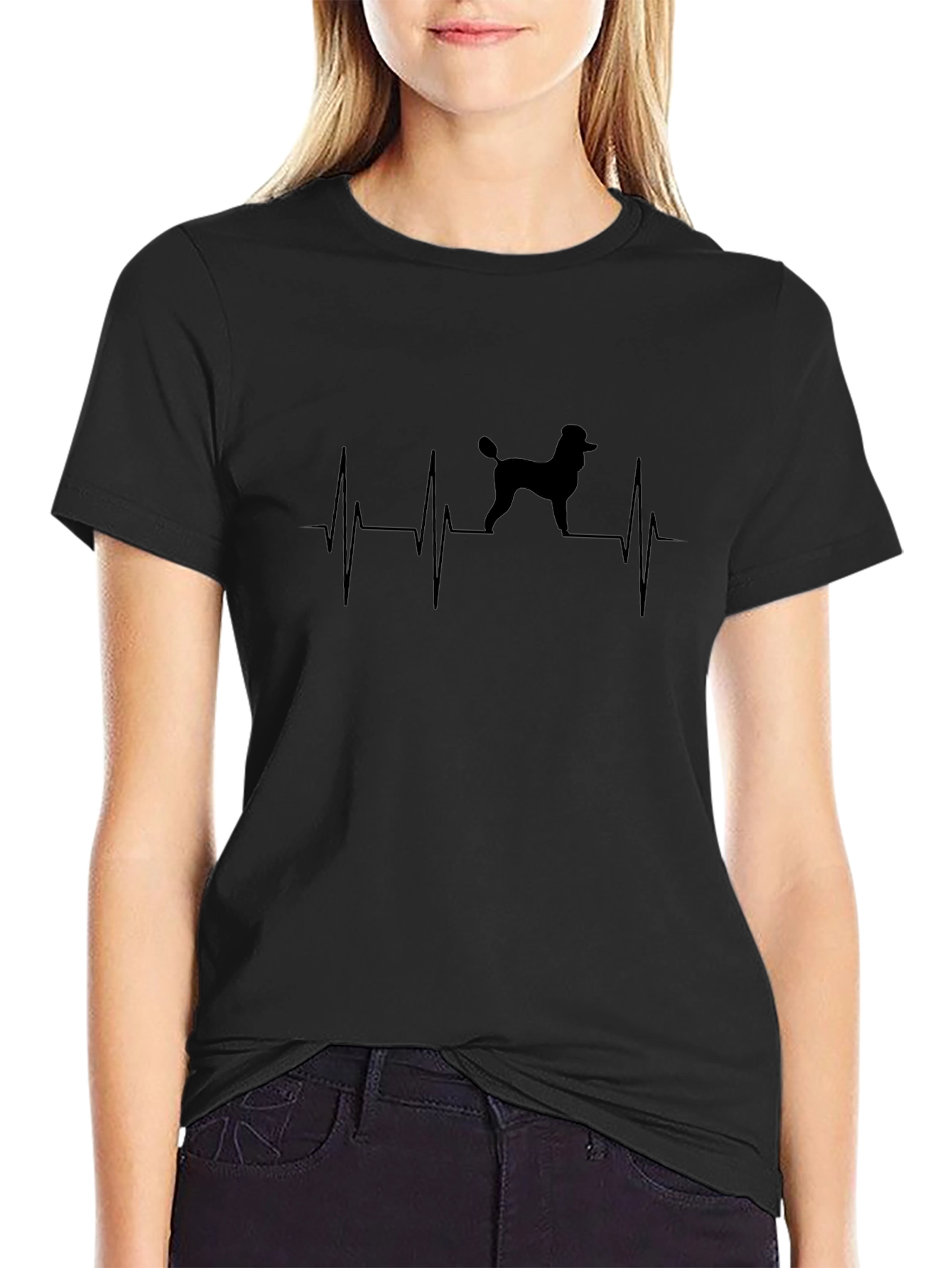 Poodle Heartbeat T-Shirt - Black