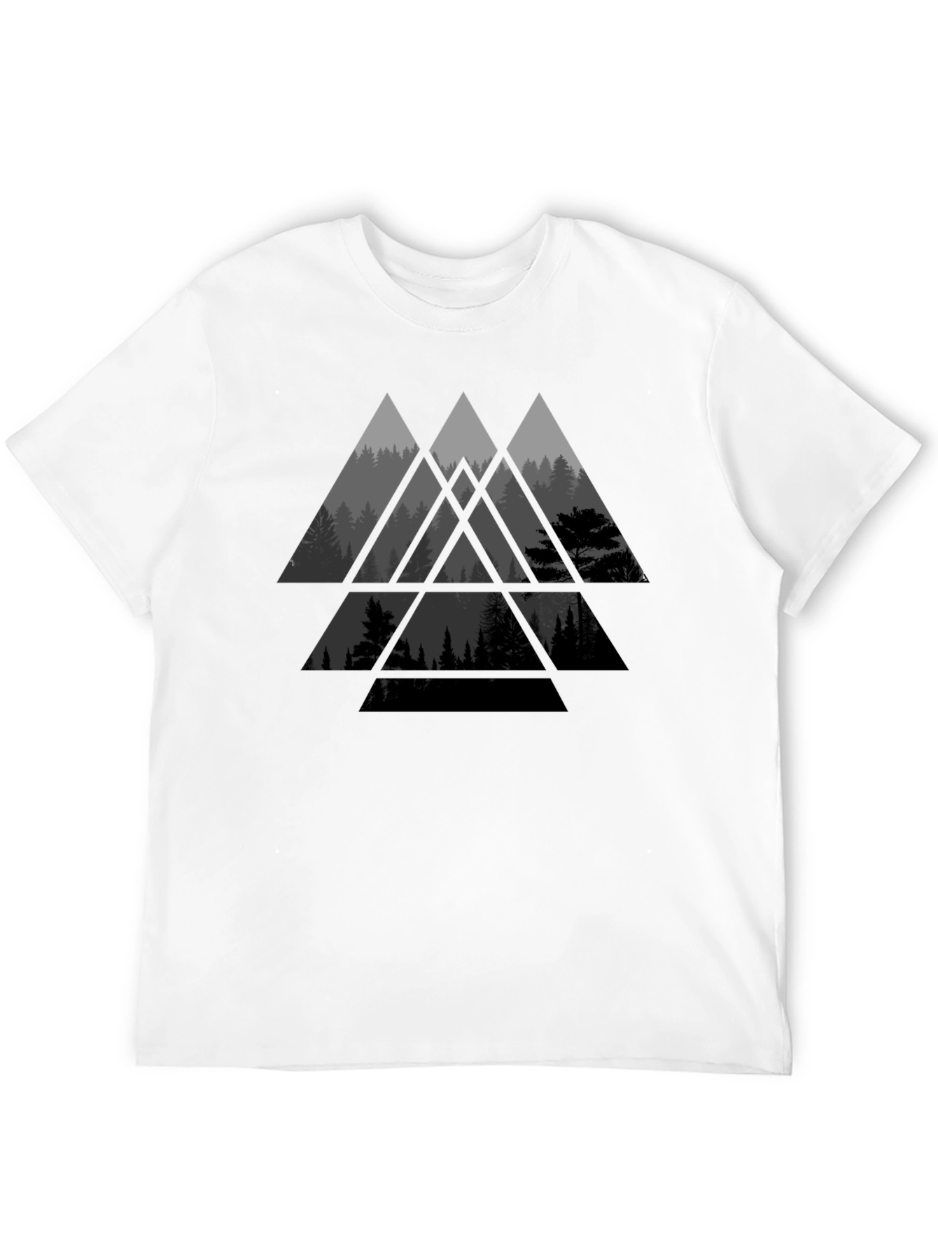 Geometric Forest Graphic Tee - Modern Black T-Shirt