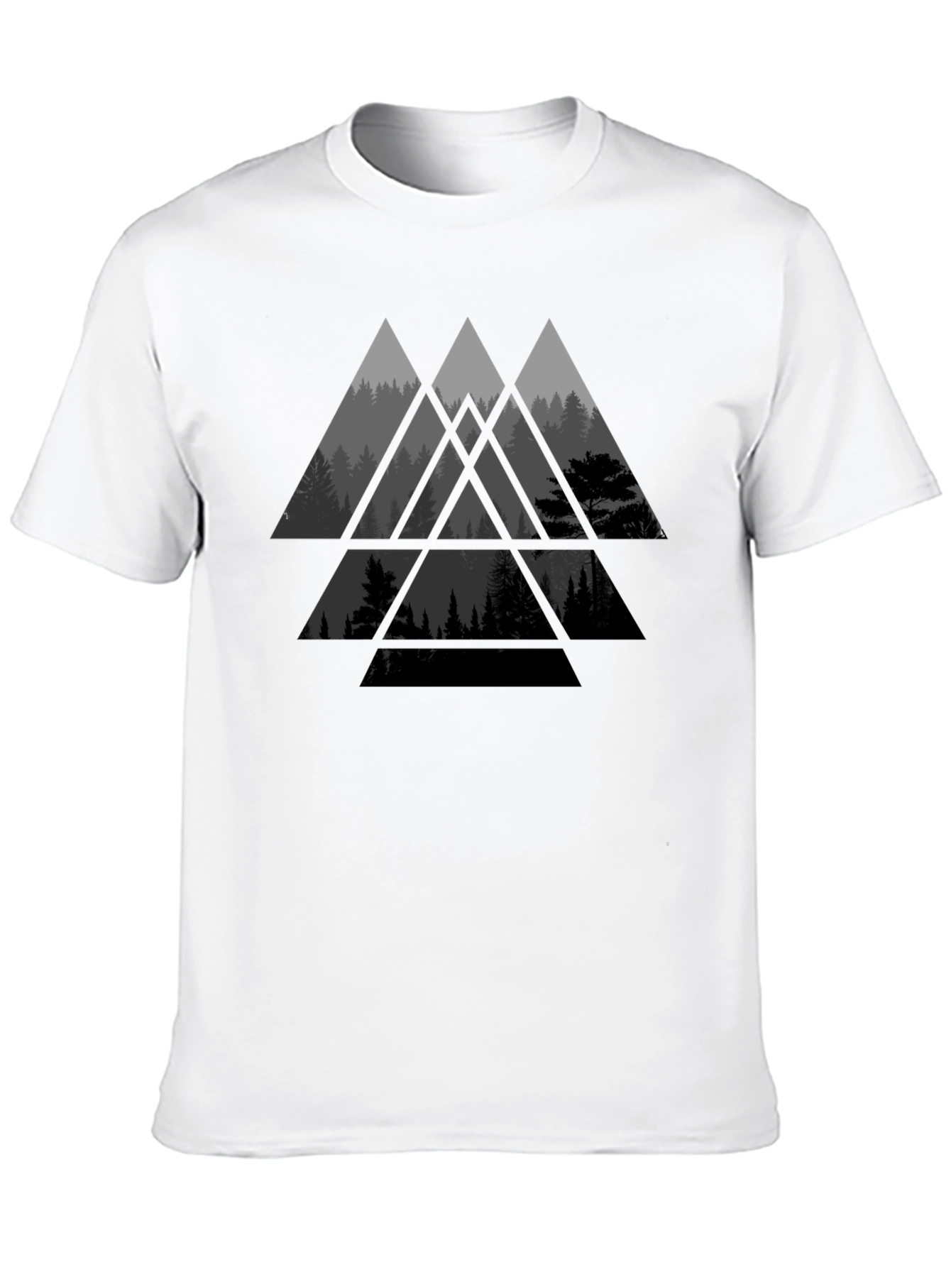 Geometric Forest Graphic Tee - Modern Black T-Shirt
