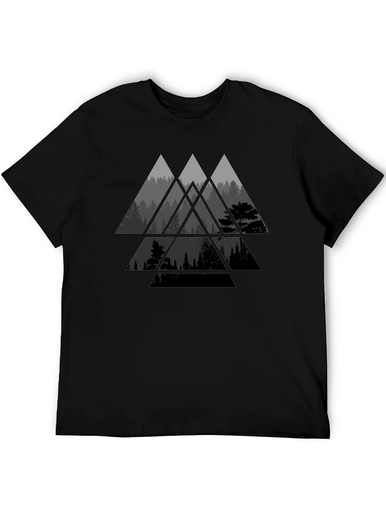 Geometric Forest Graphic Tee - Modern Black T-Shirt