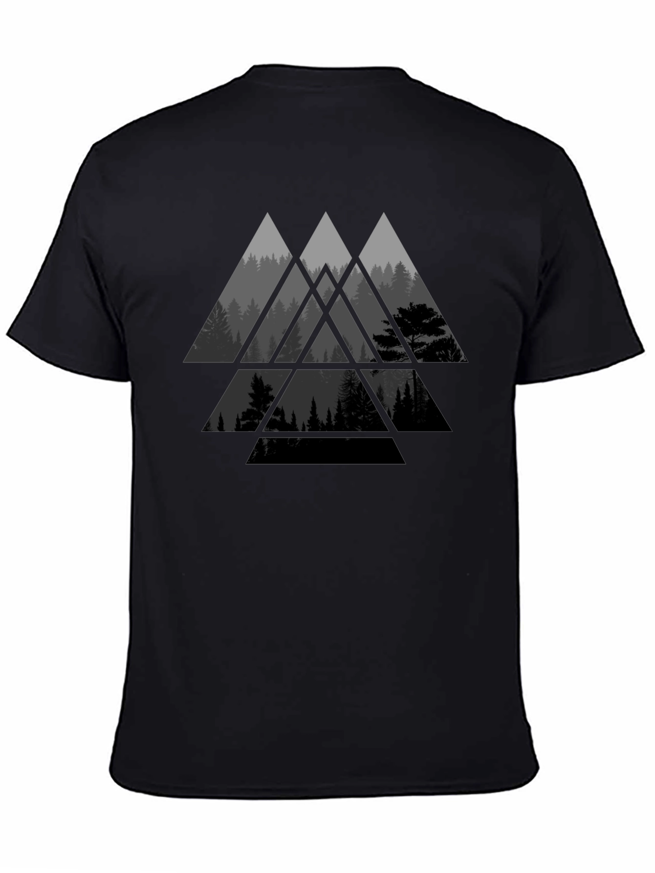 Geometric Forest Graphic Tee - Modern Black T-Shirt