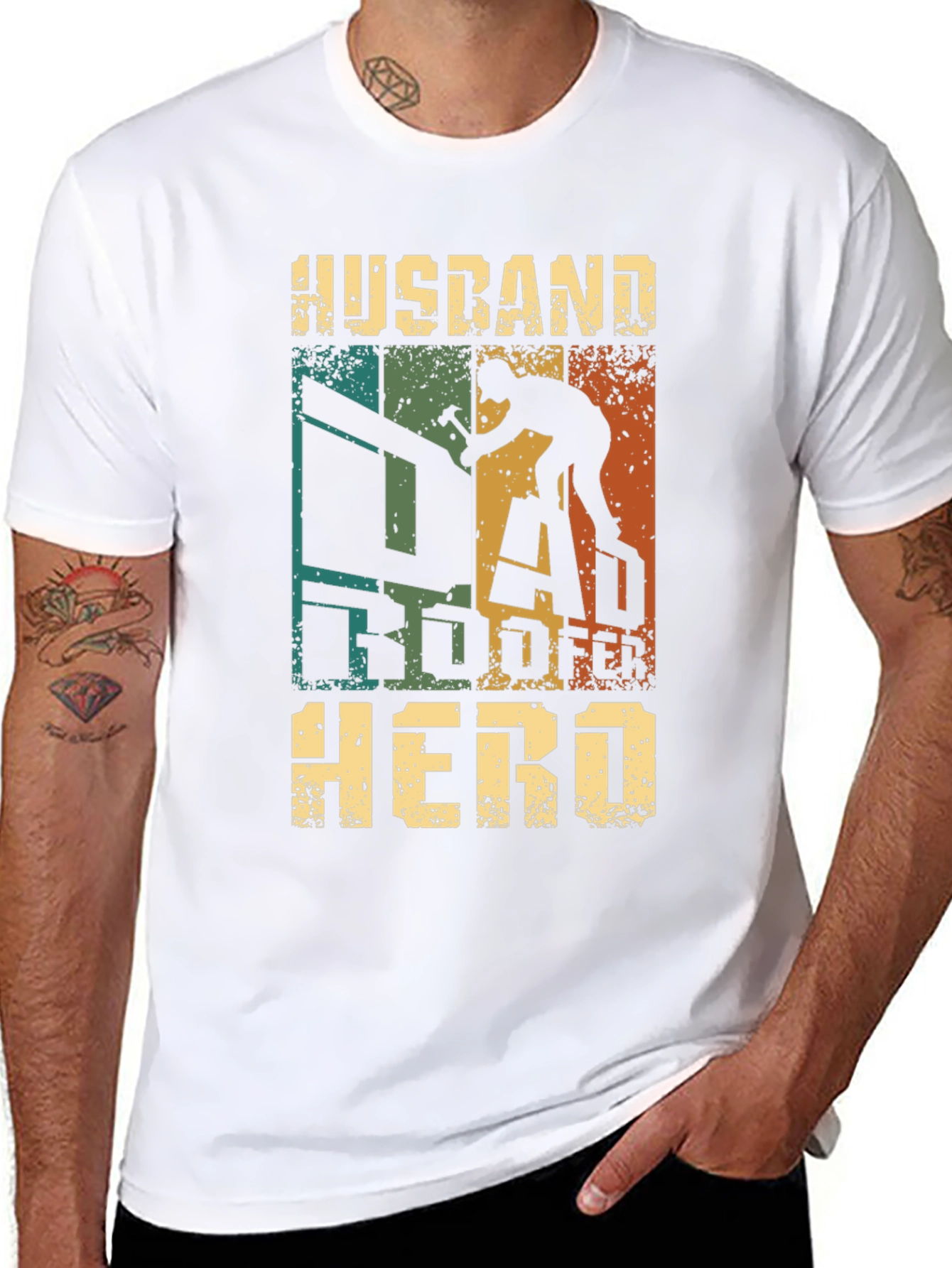 Husband Roofer Hero T-Shirt Gift for Roofing Dad