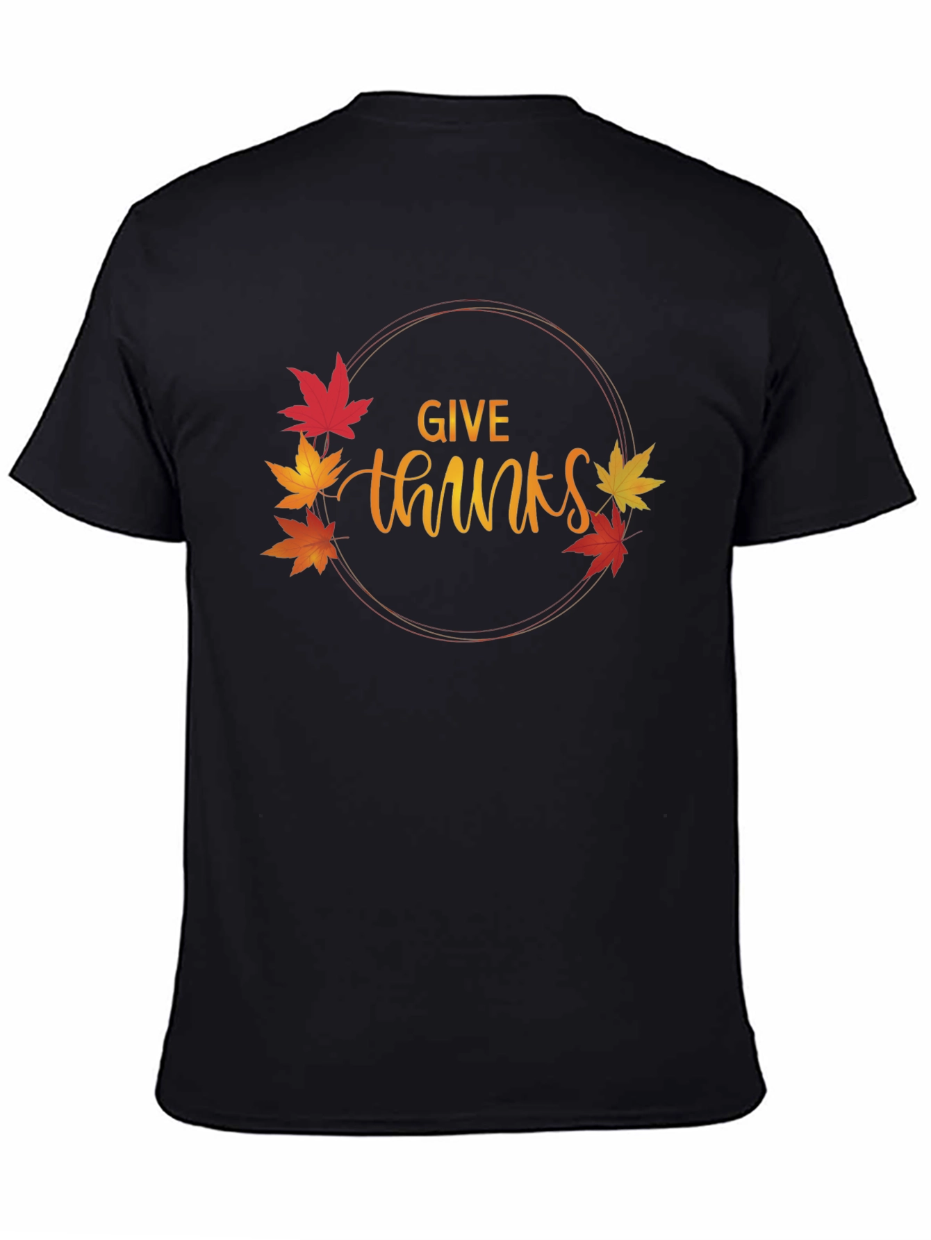 Give Thanks T-Shirt Thanksgiving Autumn Leaf Design