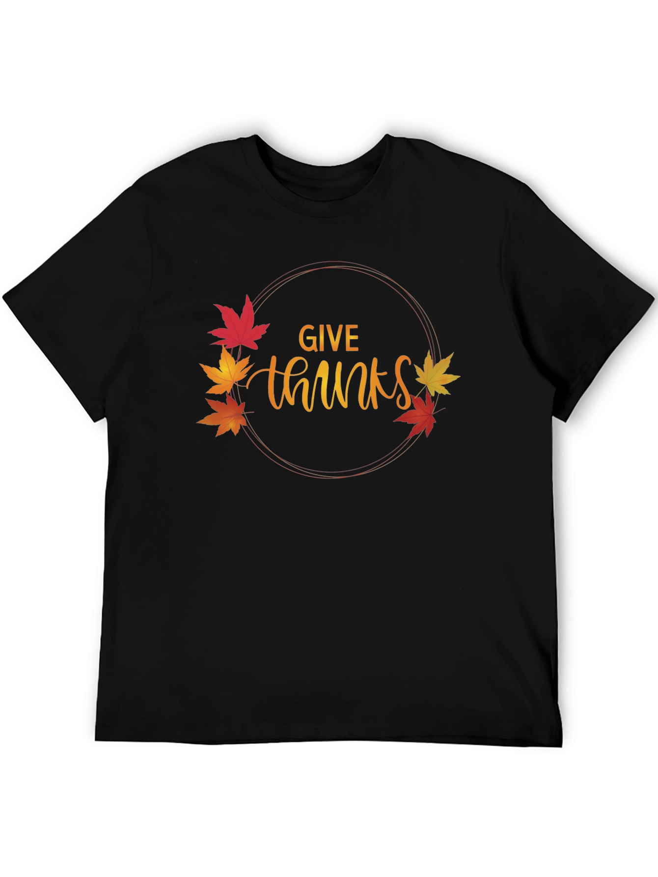 Give Thanks T-Shirt Thanksgiving Autumn Leaf Design