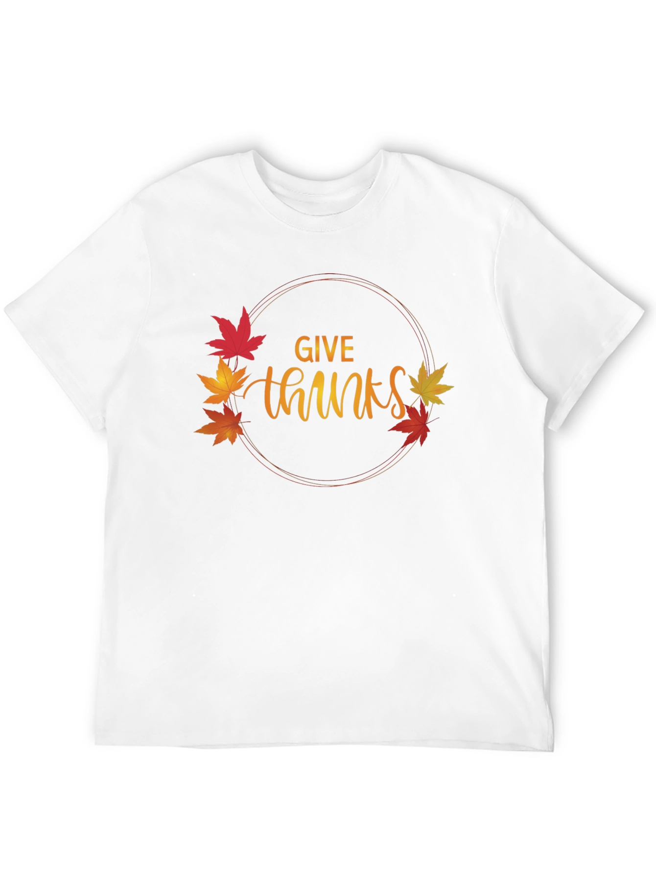 Give Thanks T-Shirt Thanksgiving Autumn Leaf Design