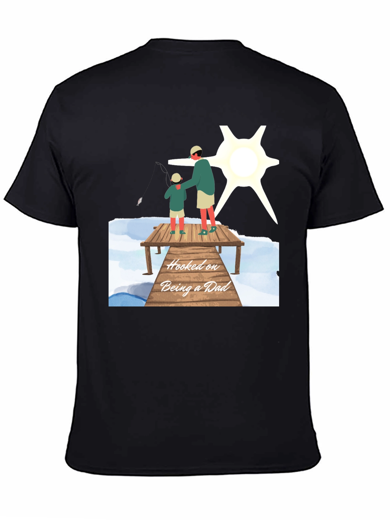 Hooked on Being a Dad Black T-Shirt