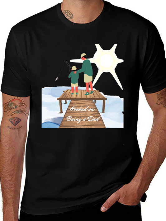 Hooked on Being a Dad Black T-Shirt