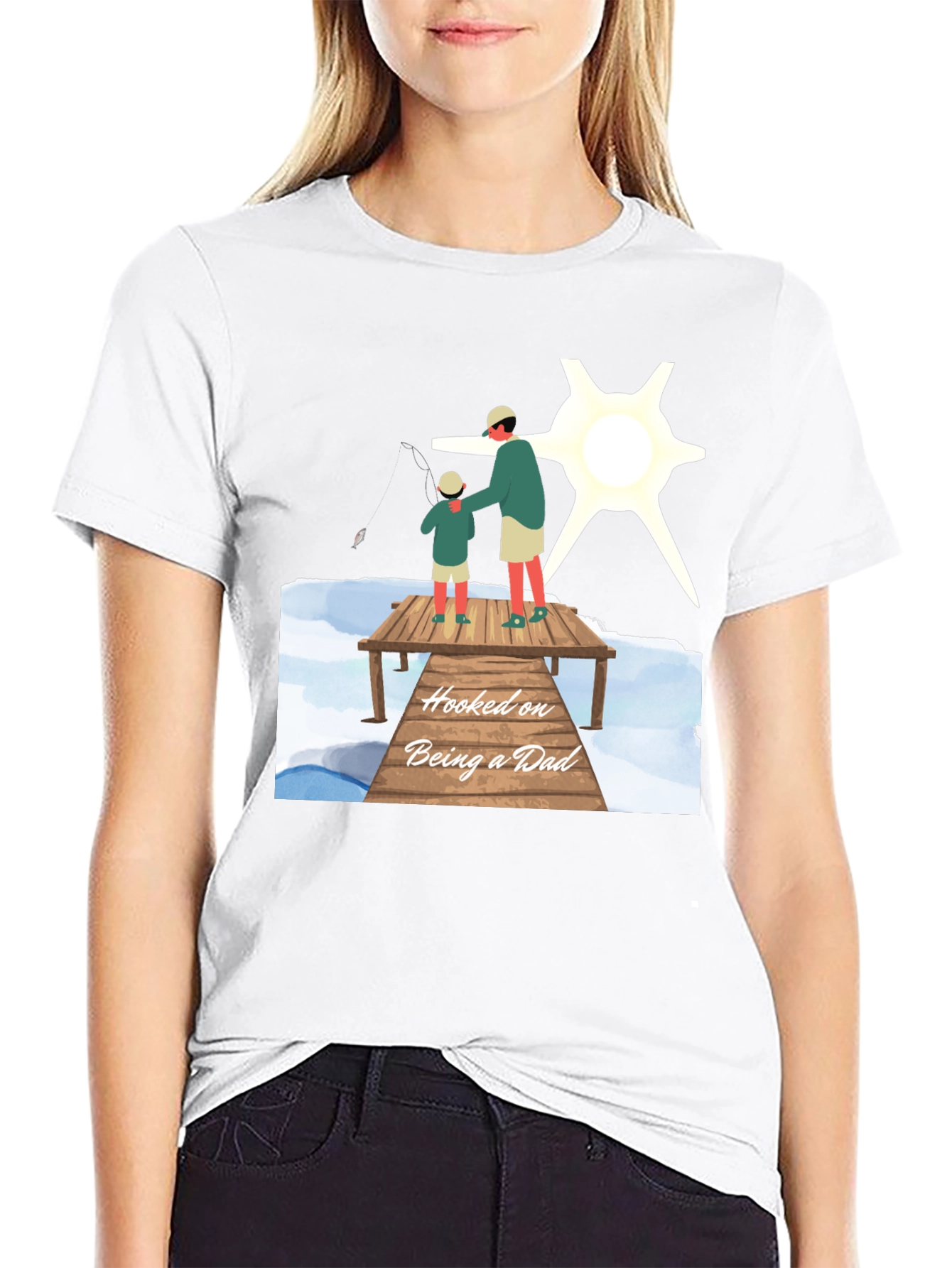 Hooked on Being a Dad Black T-Shirt