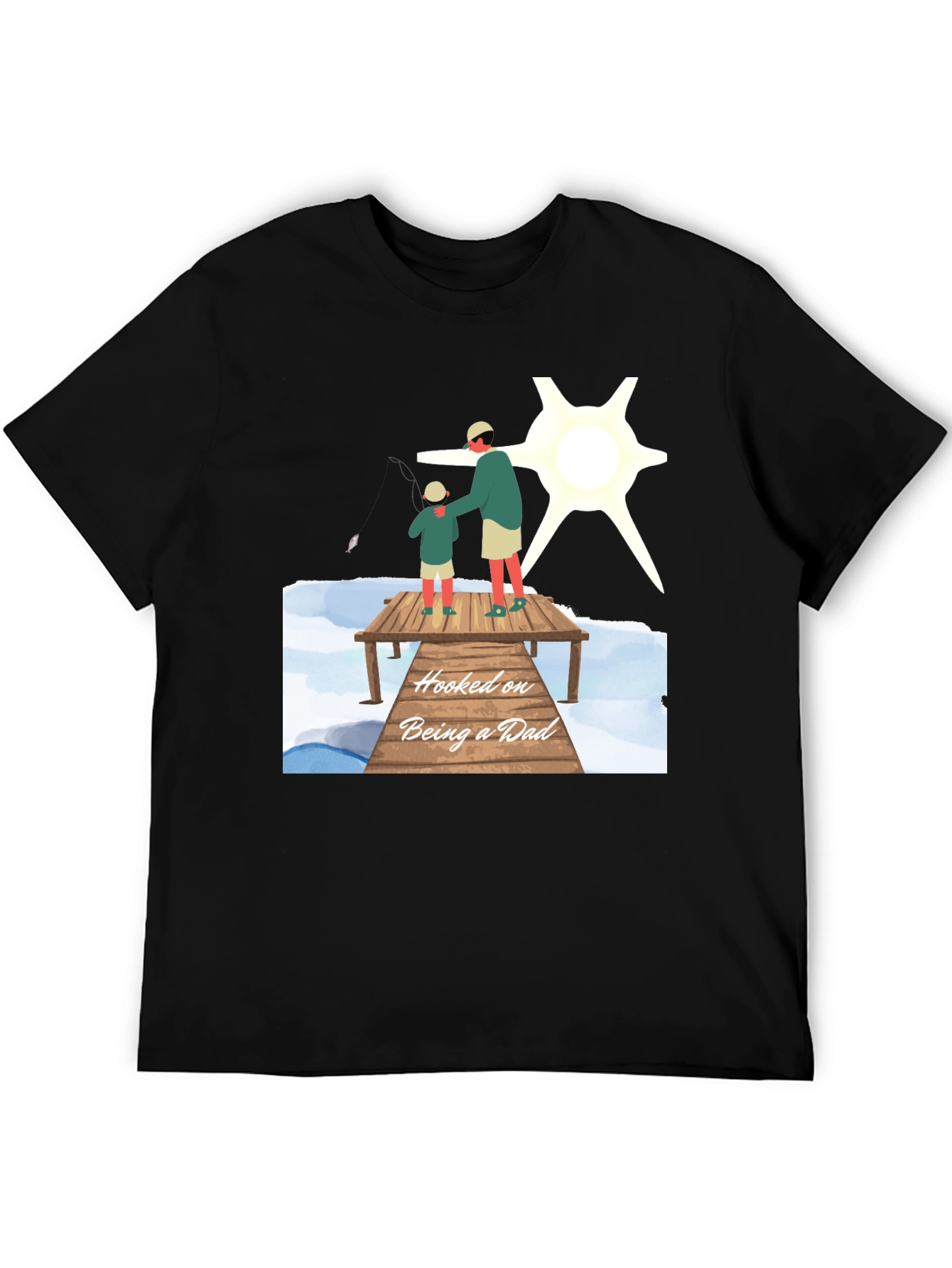 Hooked on Being a Dad Black T-Shirt