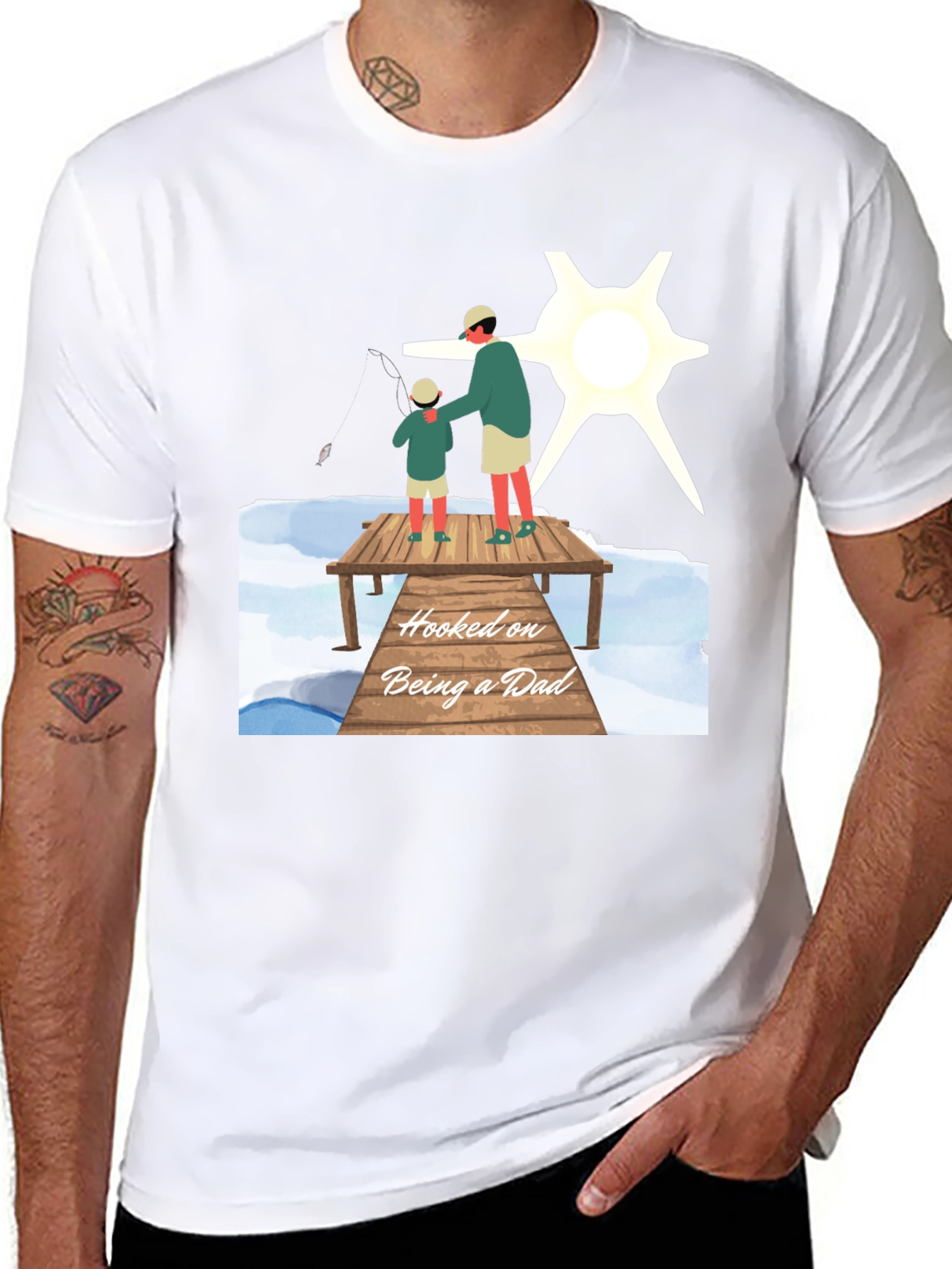 Hooked on Being a Dad Black T-Shirt
