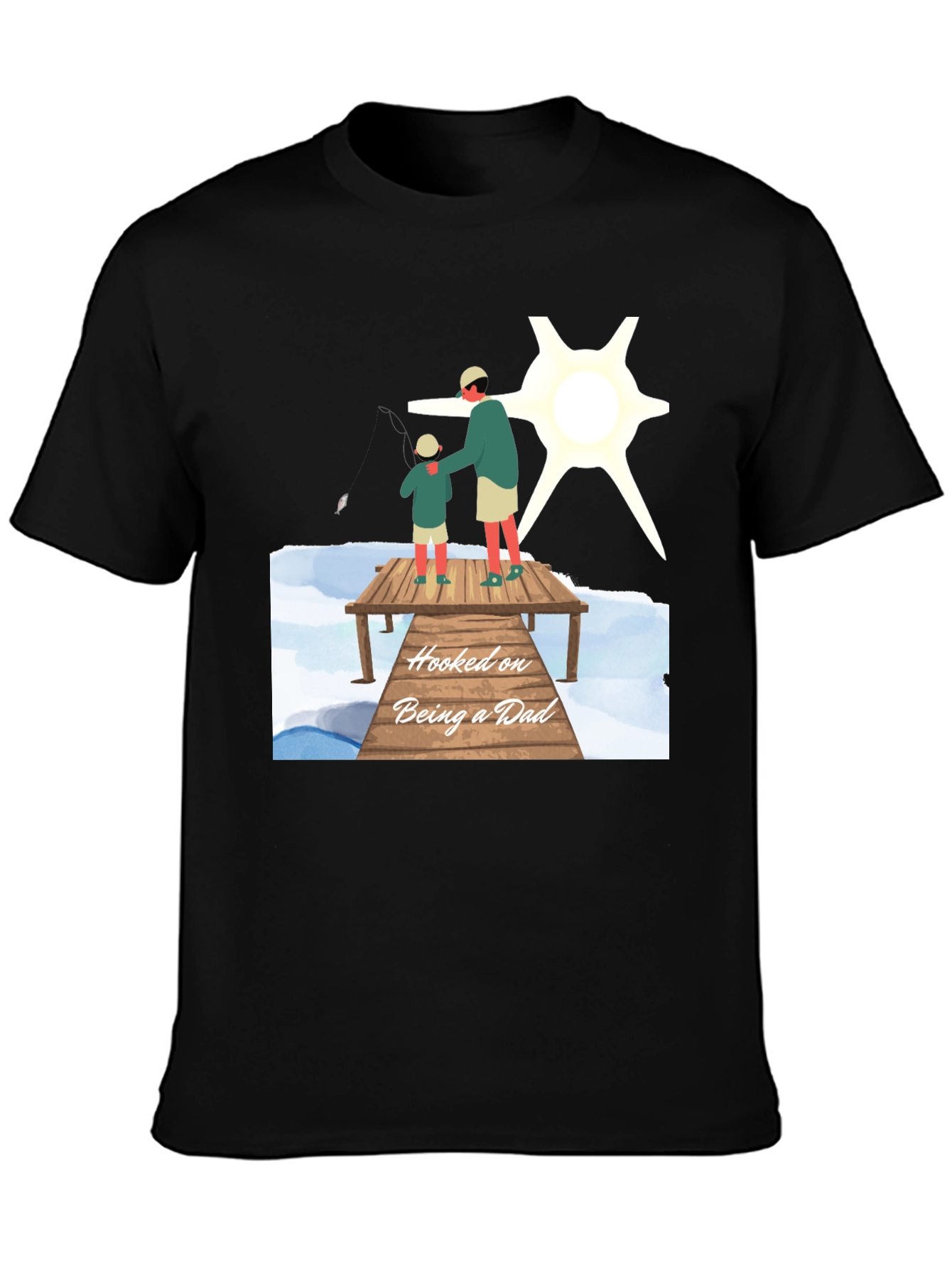 Hooked on Being a Dad Black T-Shirt