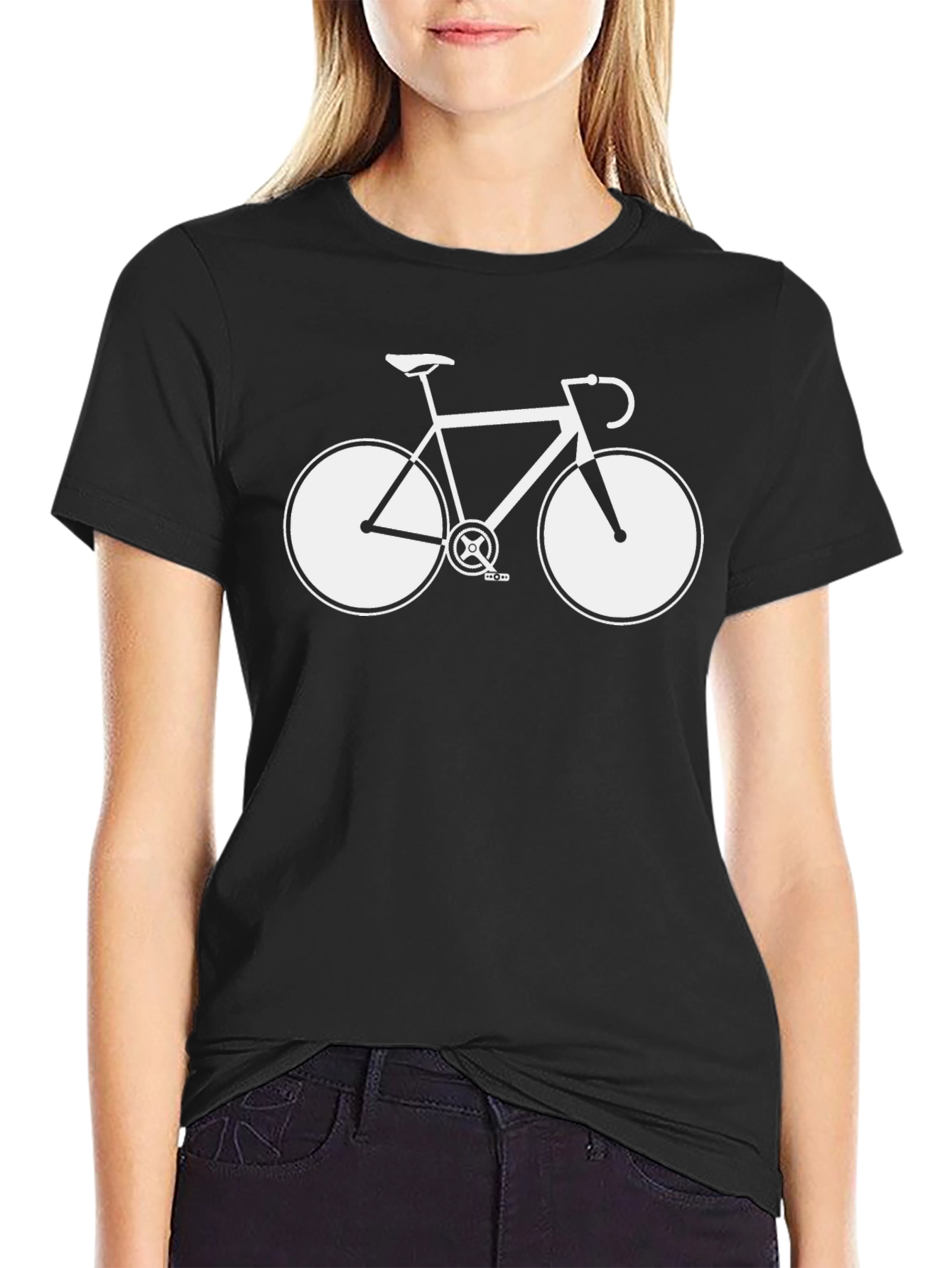 Mens Black T-Shirt with Bicycle Graphic