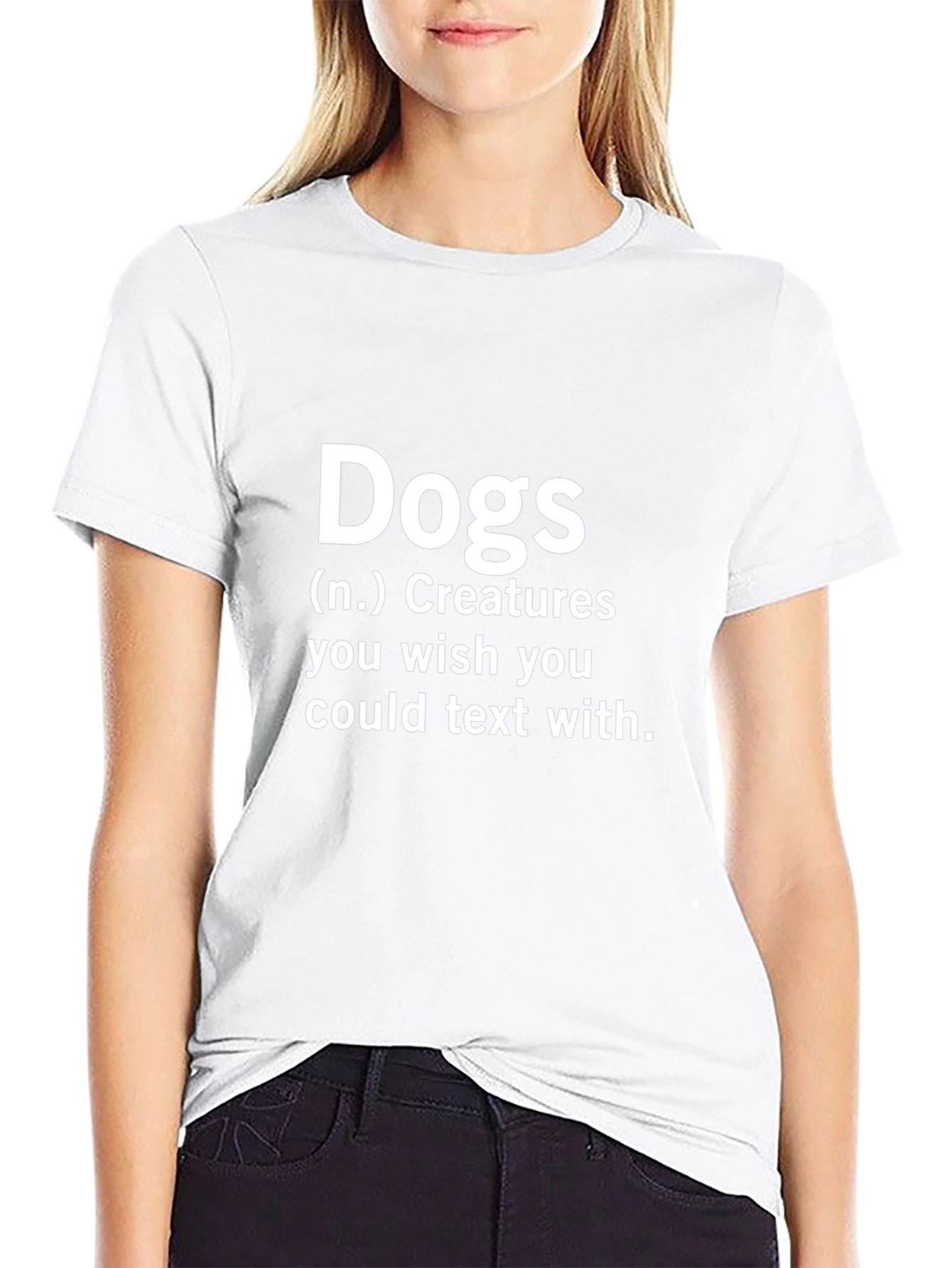 Dogs Text With T-Shirt - Unisex Black Cotton Tee