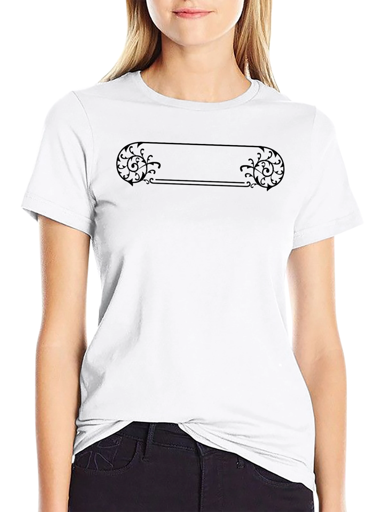 Elegant Black T-Shirt with Ornamental Design