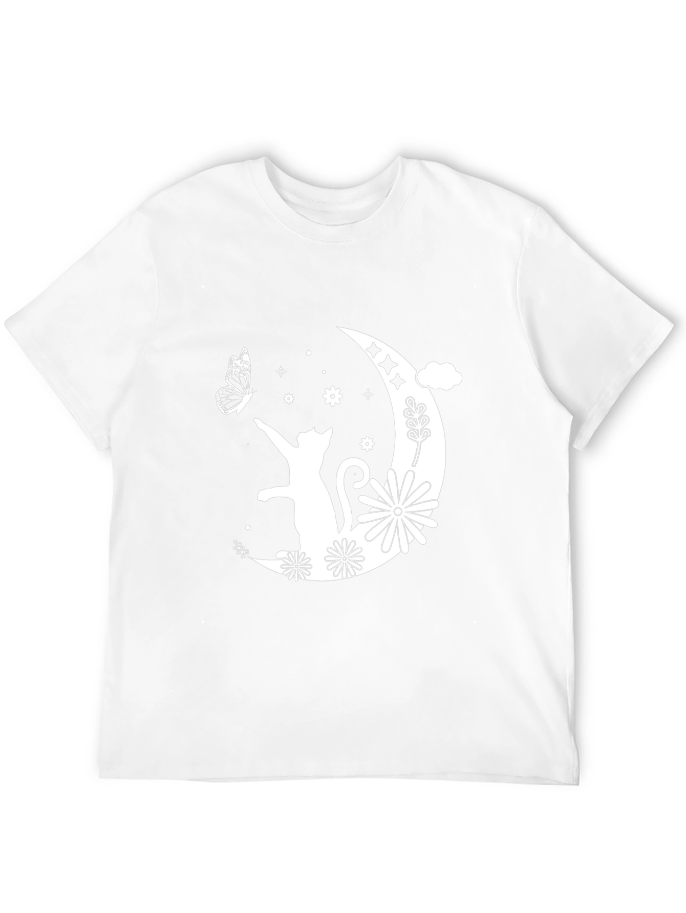 Moon Cat Graphic Tee - Black Cotton T-Shirt