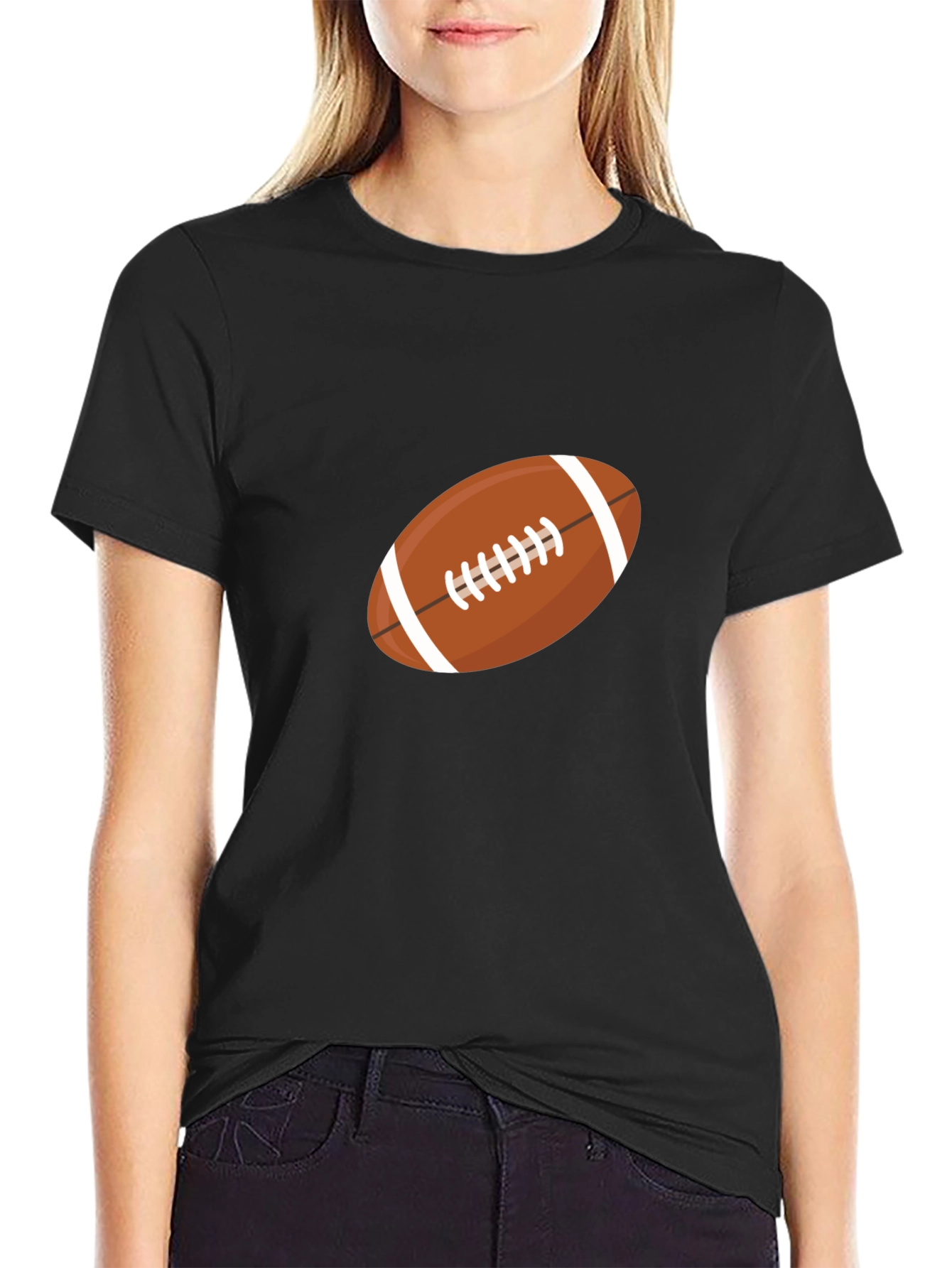 Football Graphic Print Black T-Shirt