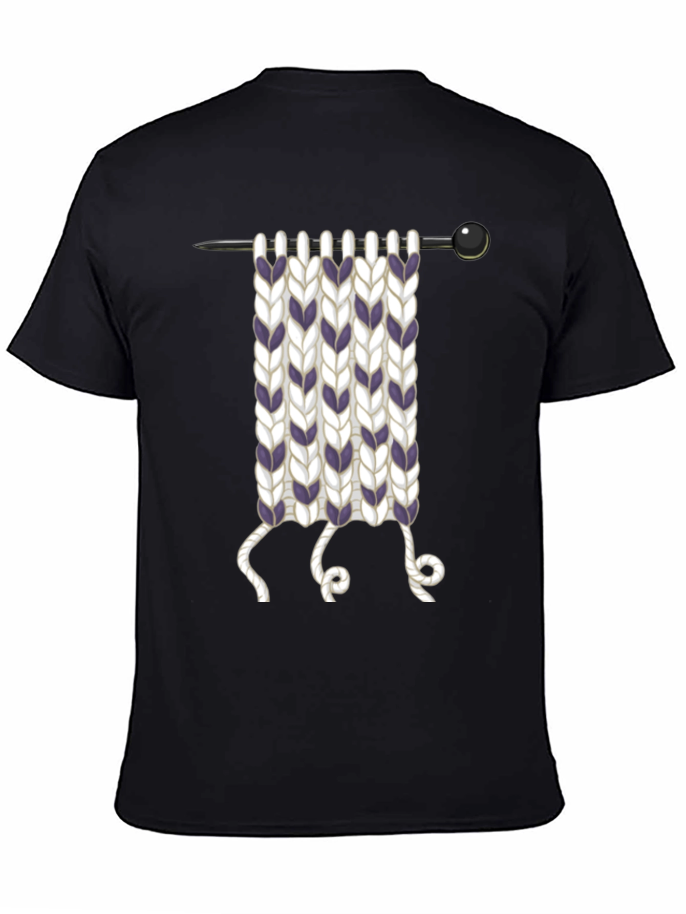 Knitting Needle Graphic T-Shirt - Novelty Knit Design
