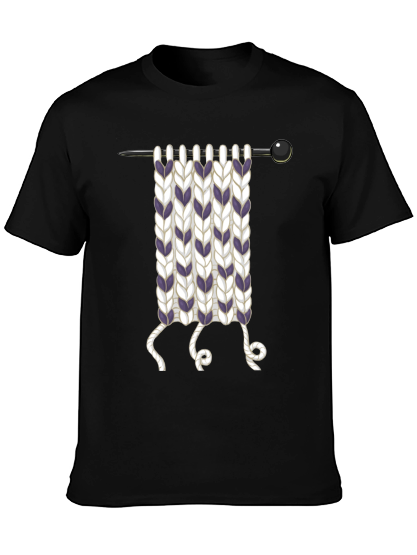 Knitting Needle Graphic T-Shirt - Novelty Knit Design