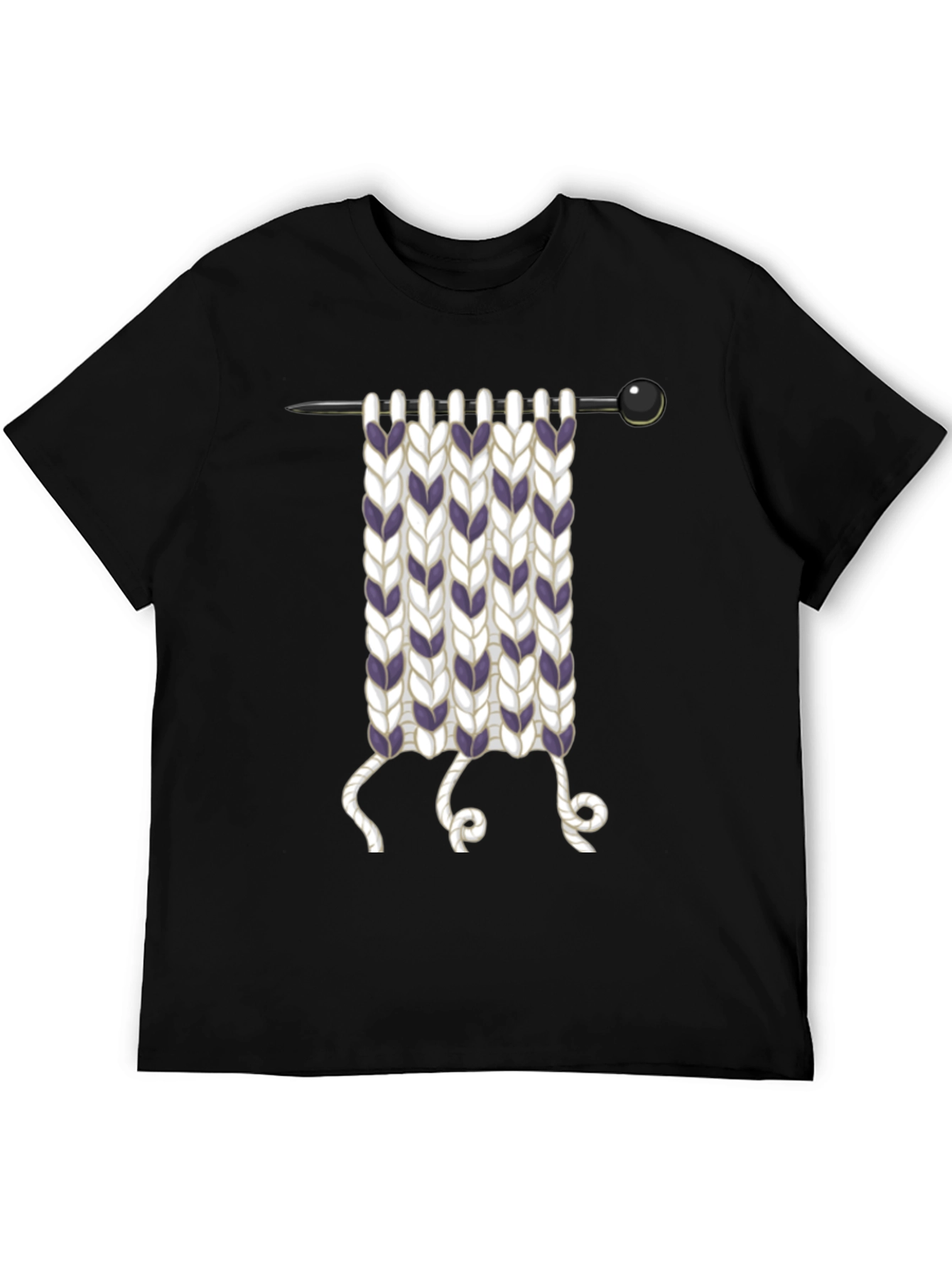 Knitting Needle Graphic T-Shirt - Novelty Knit Design