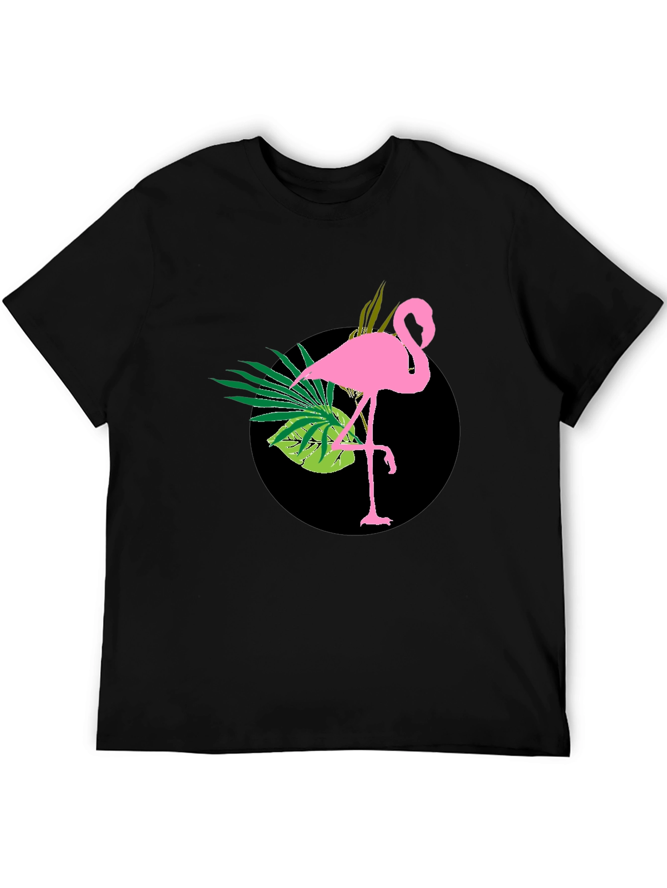 Tropical Flamingo Black T-Shirt