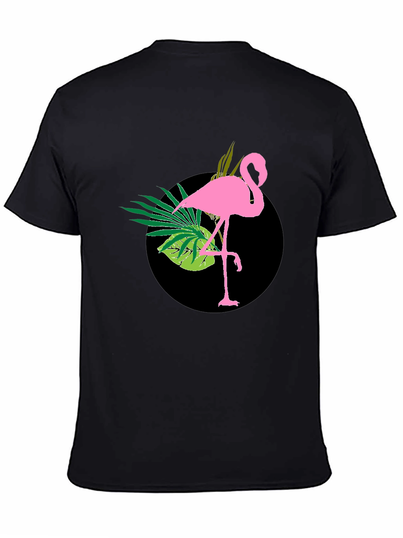 Tropical Flamingo Black T-Shirt