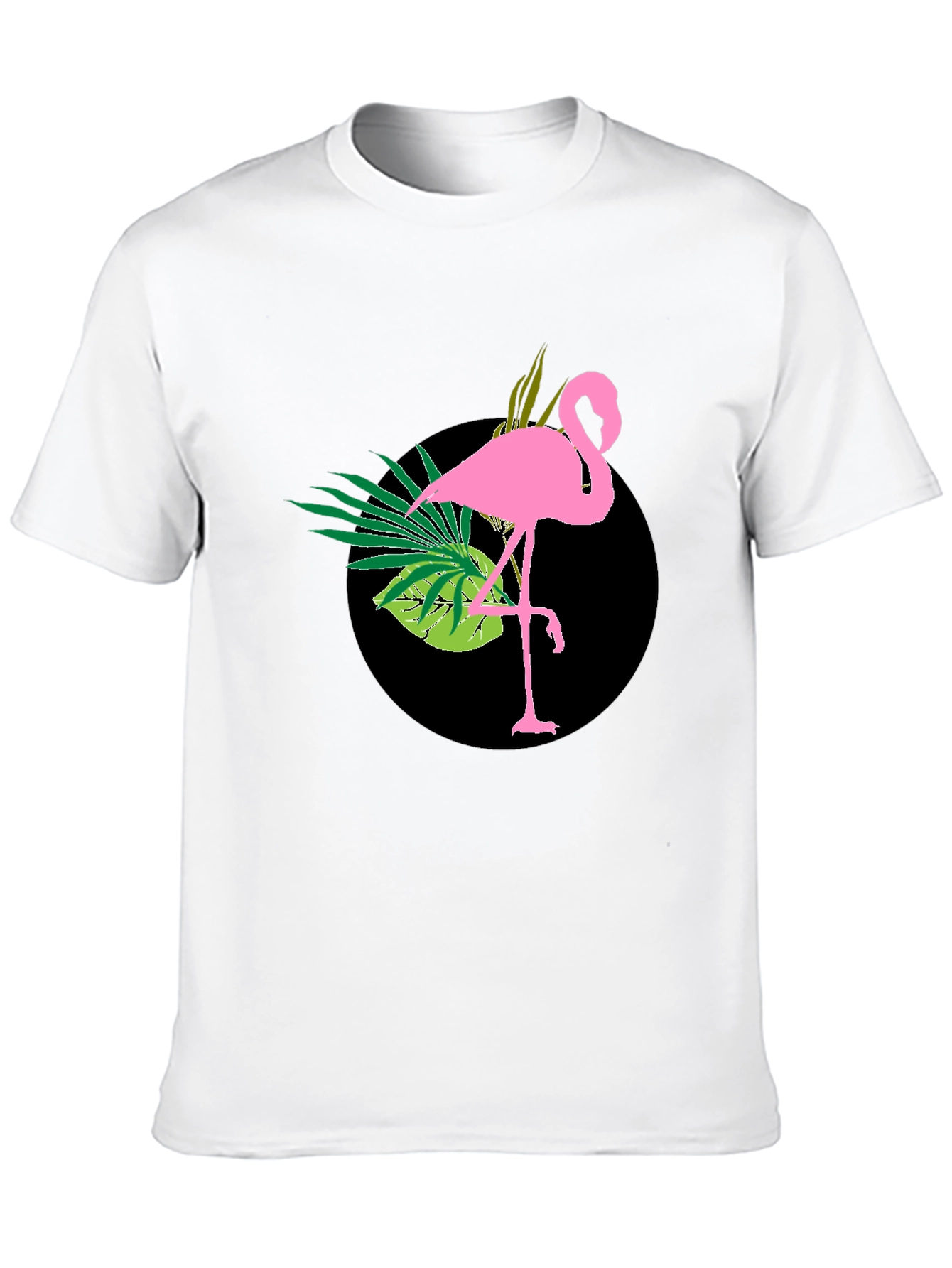 Tropical Flamingo Black T-Shirt