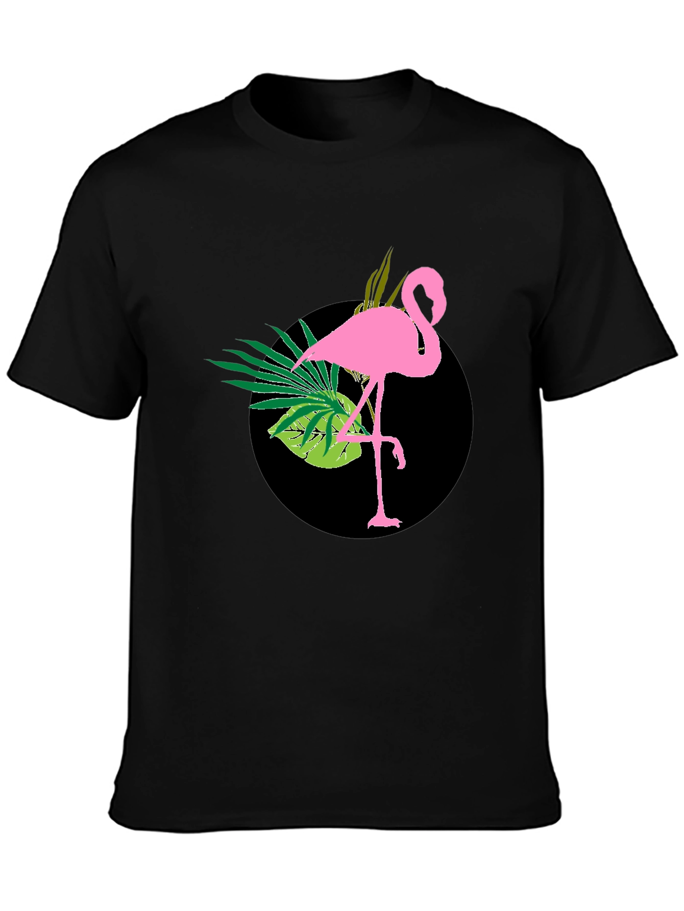 Tropical Flamingo Black T-Shirt