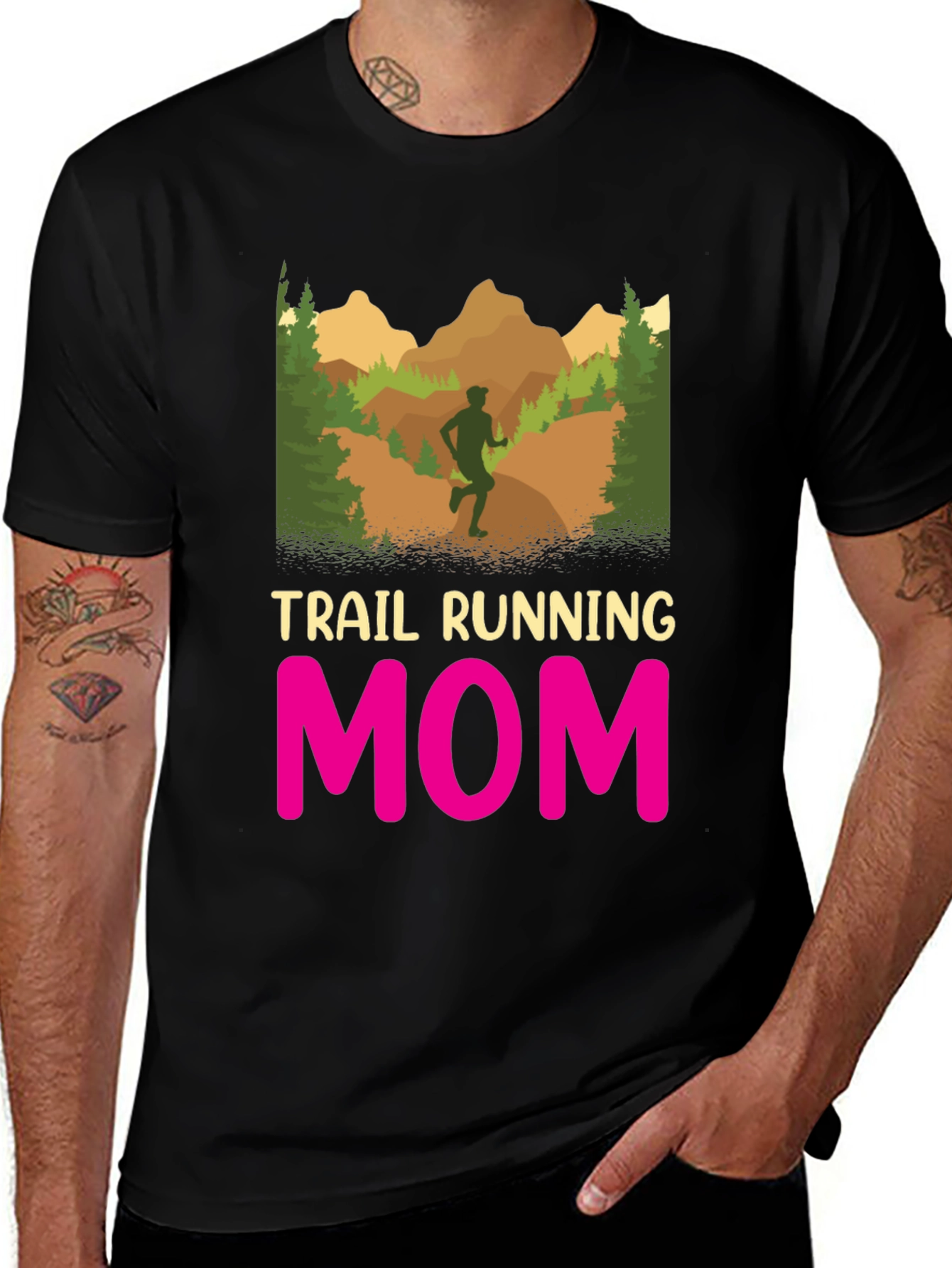 Trail Running Mom T-Shirt - Black Graphic Tee