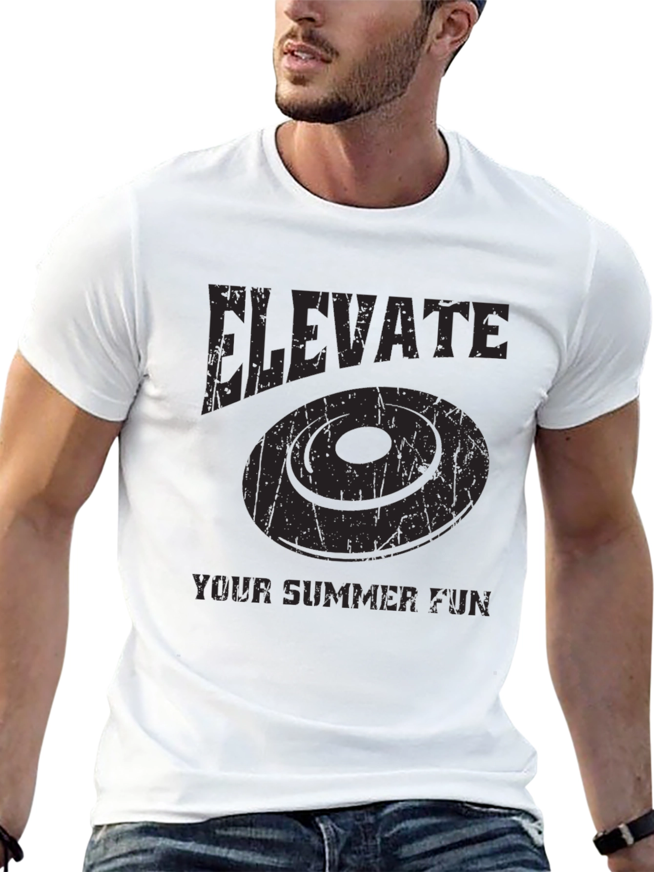 Elevate Summer Fun T-Shirt - Frisbee Graphic Tee