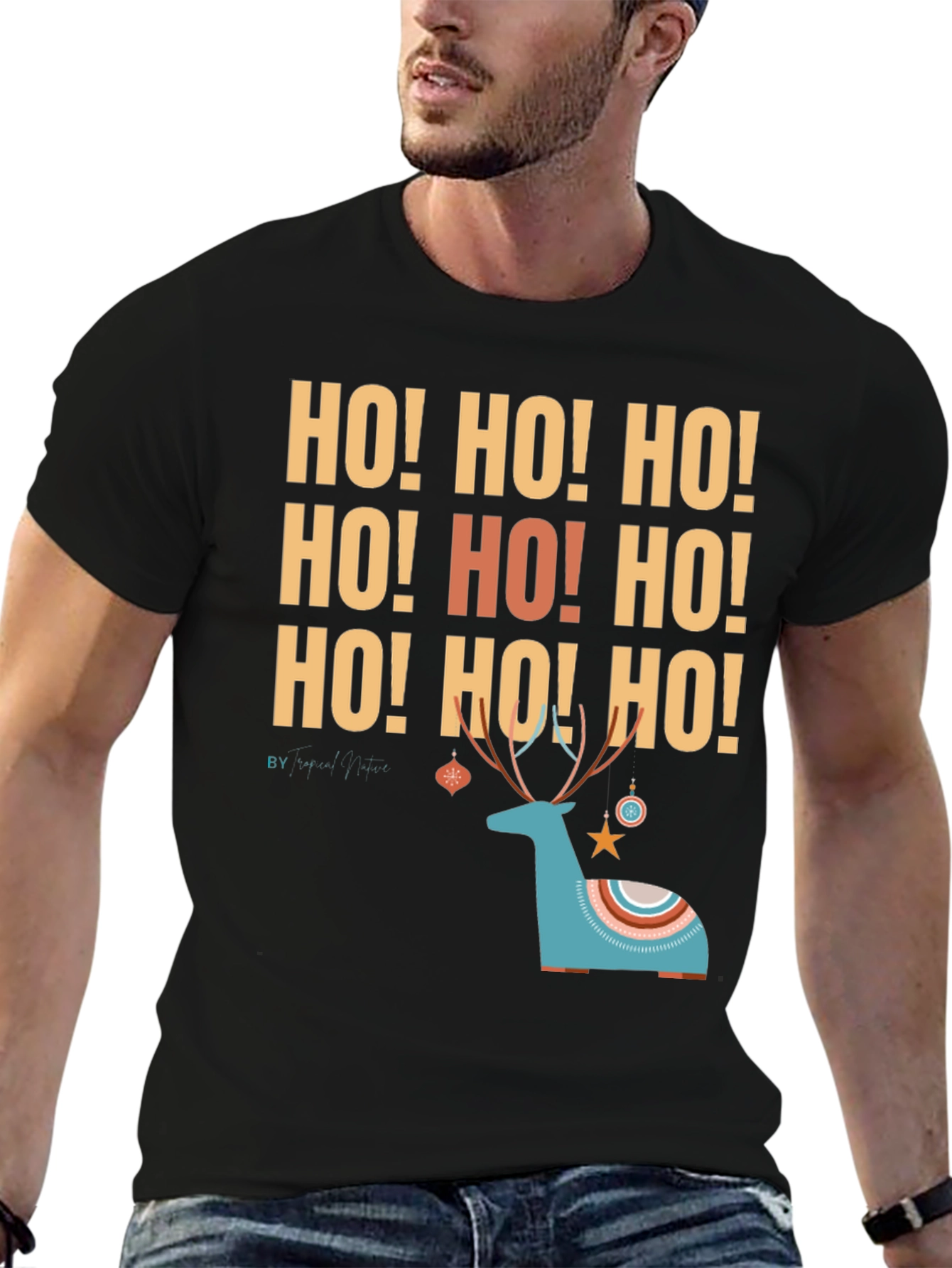 Ho! Ho! Ho! Christmas Deer Graphic Tee
