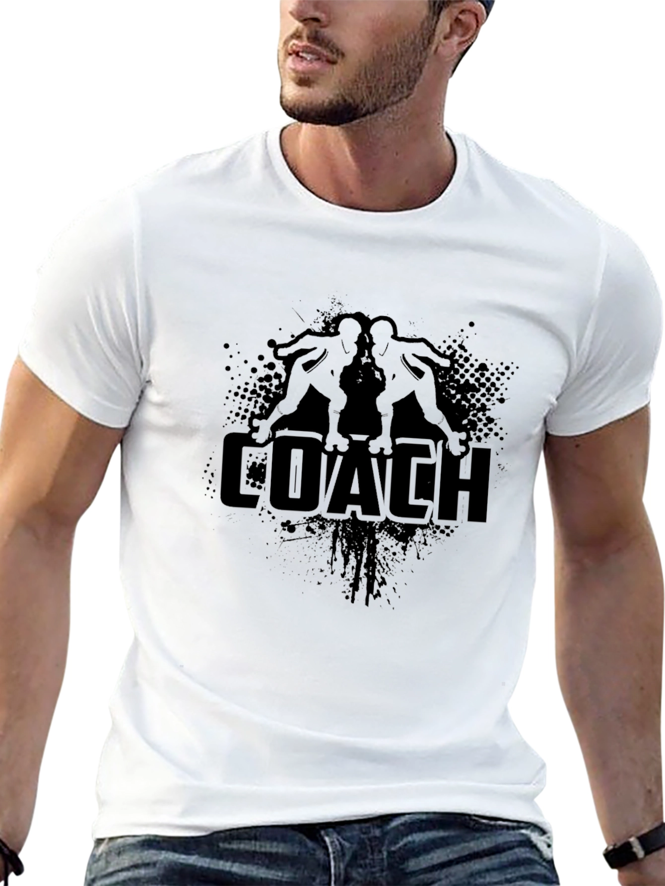 Coach Football T-Shirt - Black Graphic Tee