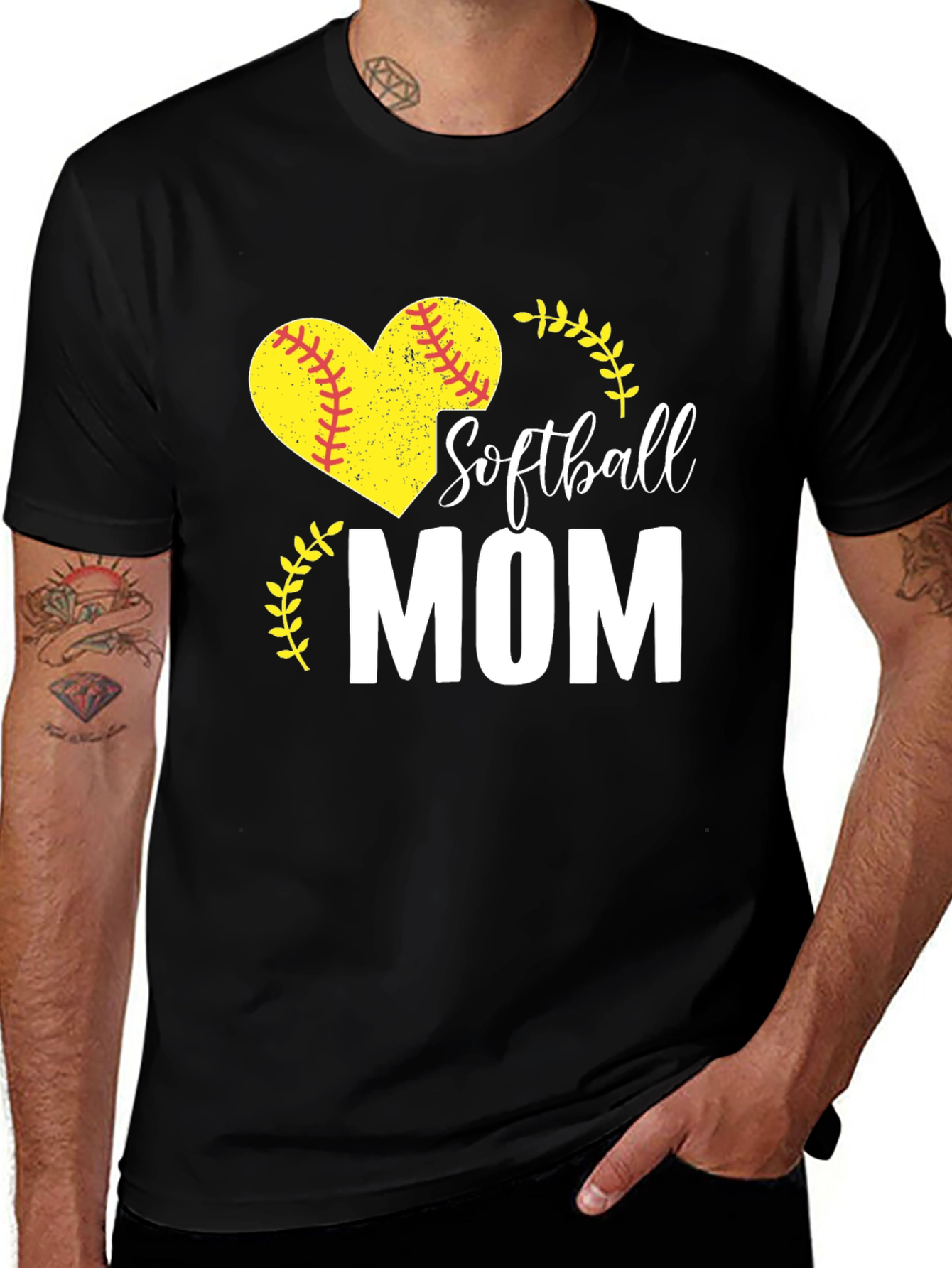 Softball Mom T-Shirt - Heart Design