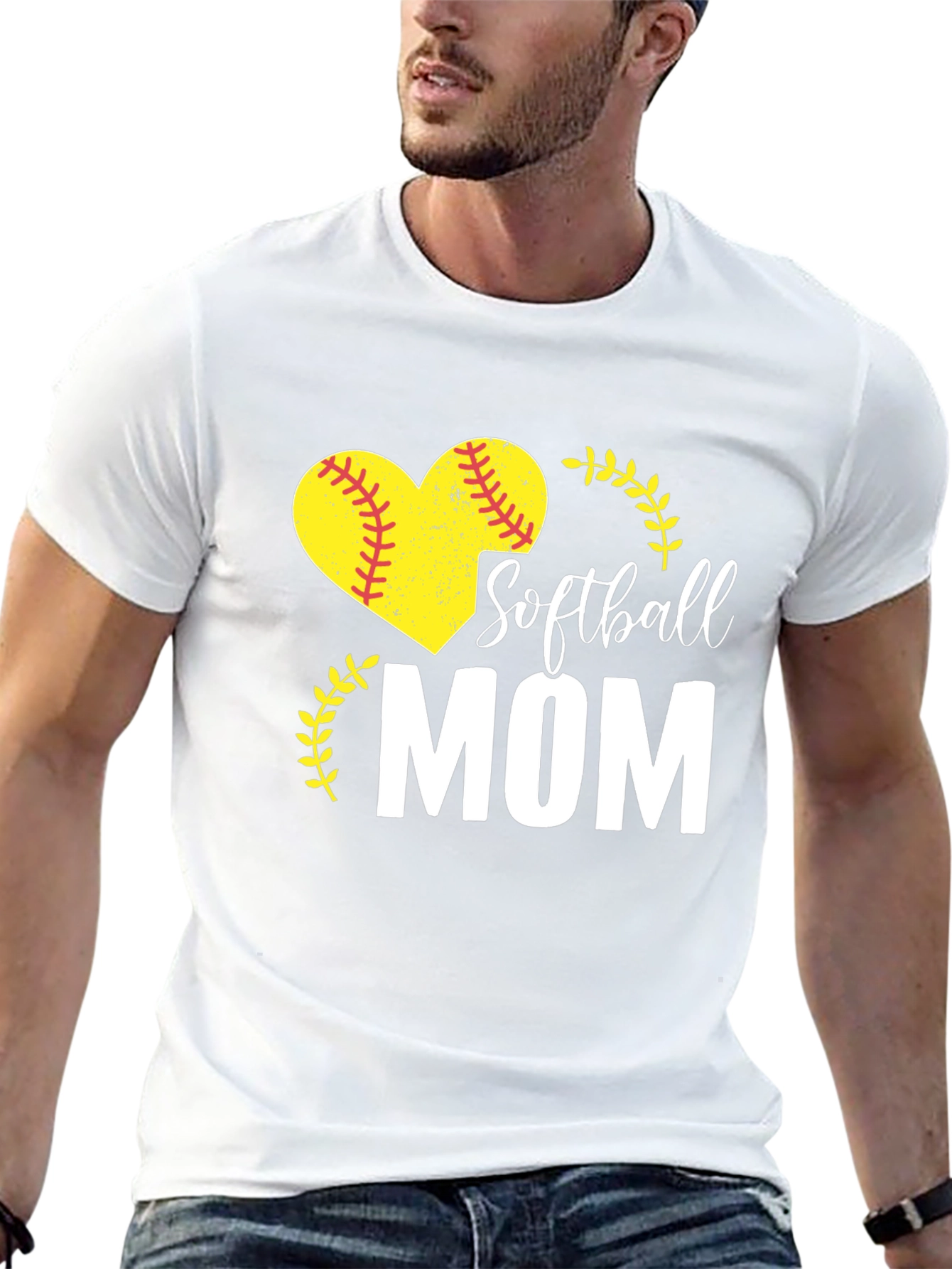 Softball Mom T-Shirt - Heart Design
