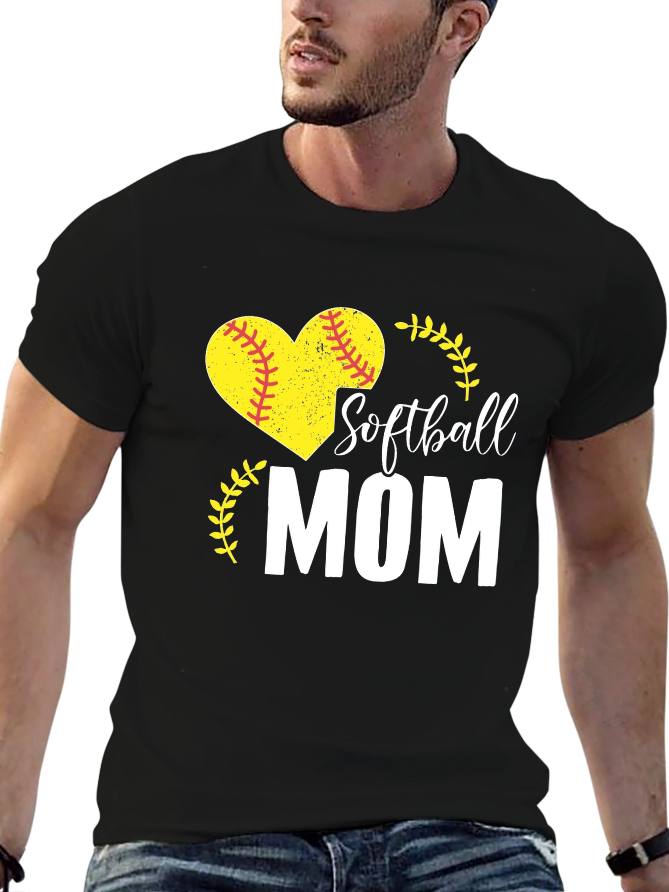 Softball Mom T-Shirt - Heart Design