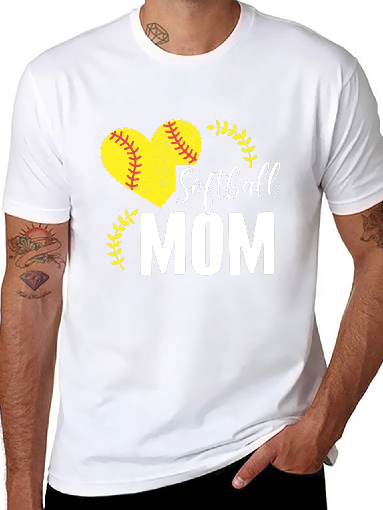 Softball Mom T-Shirt - Heart Design