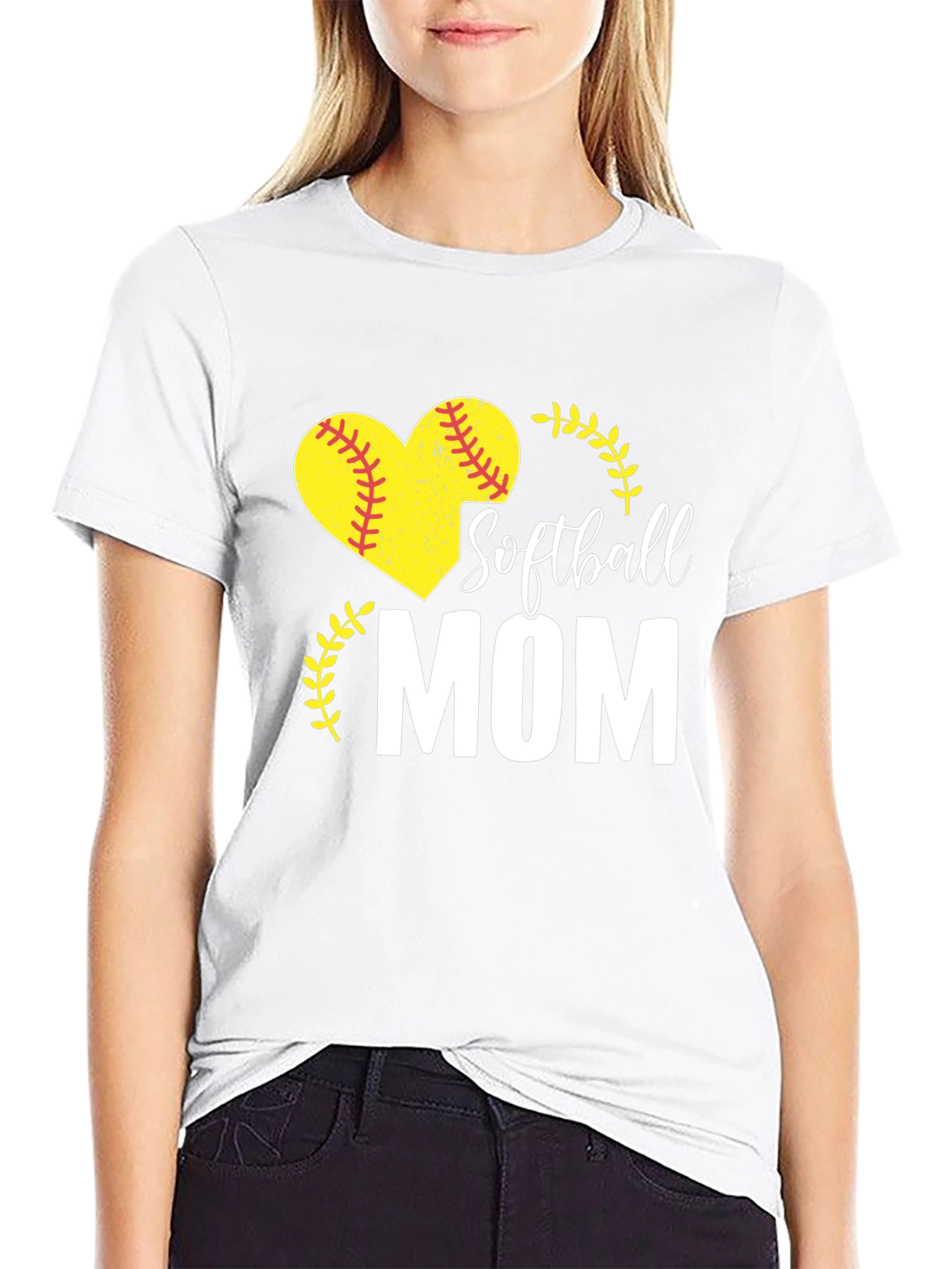 Softball Mom T-Shirt - Heart Design