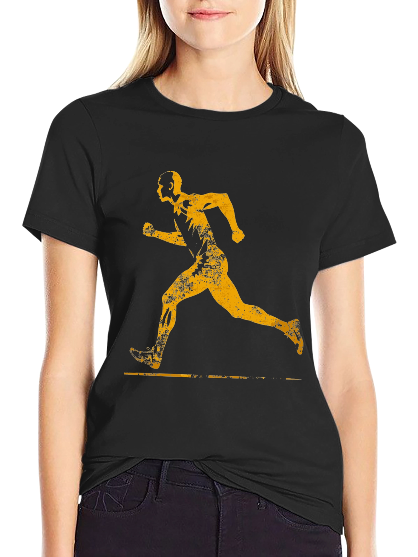 Mens Black Running Graphic Tee