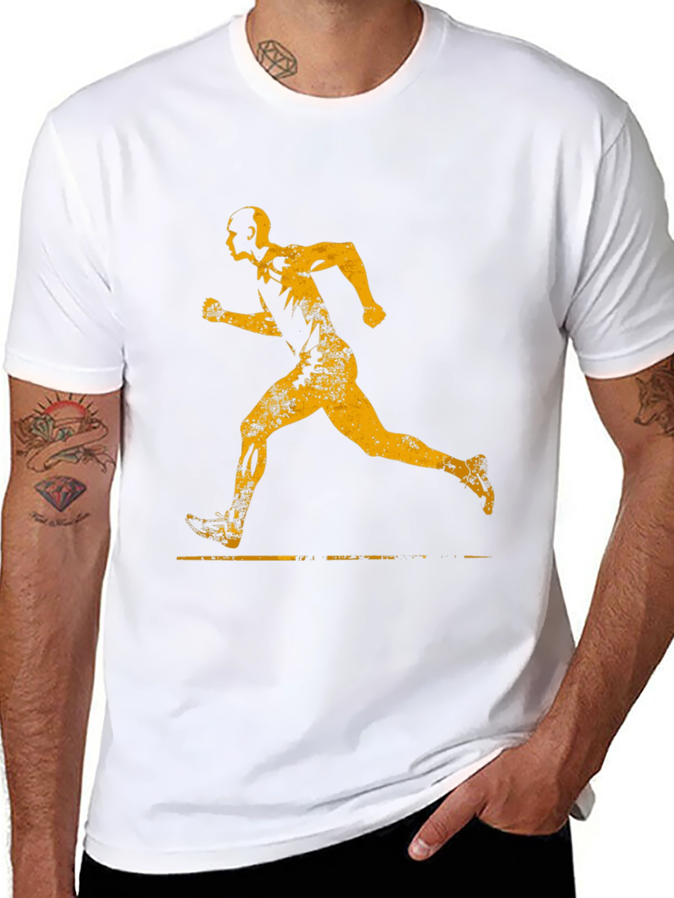 Mens Black Running Graphic Tee
