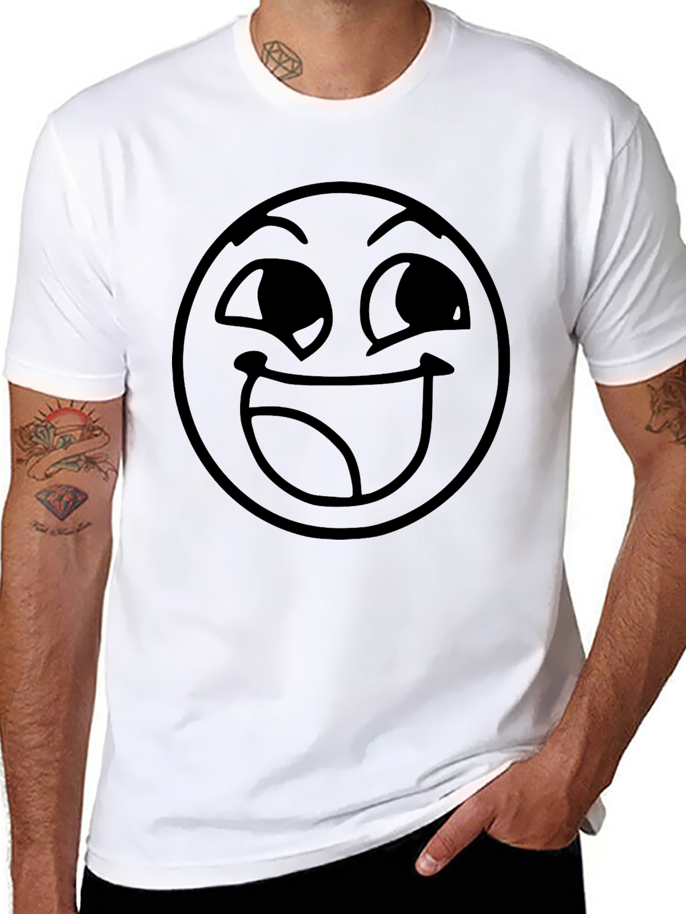 Smirking Face Black T-Shirt - Expressive Graphic Tee