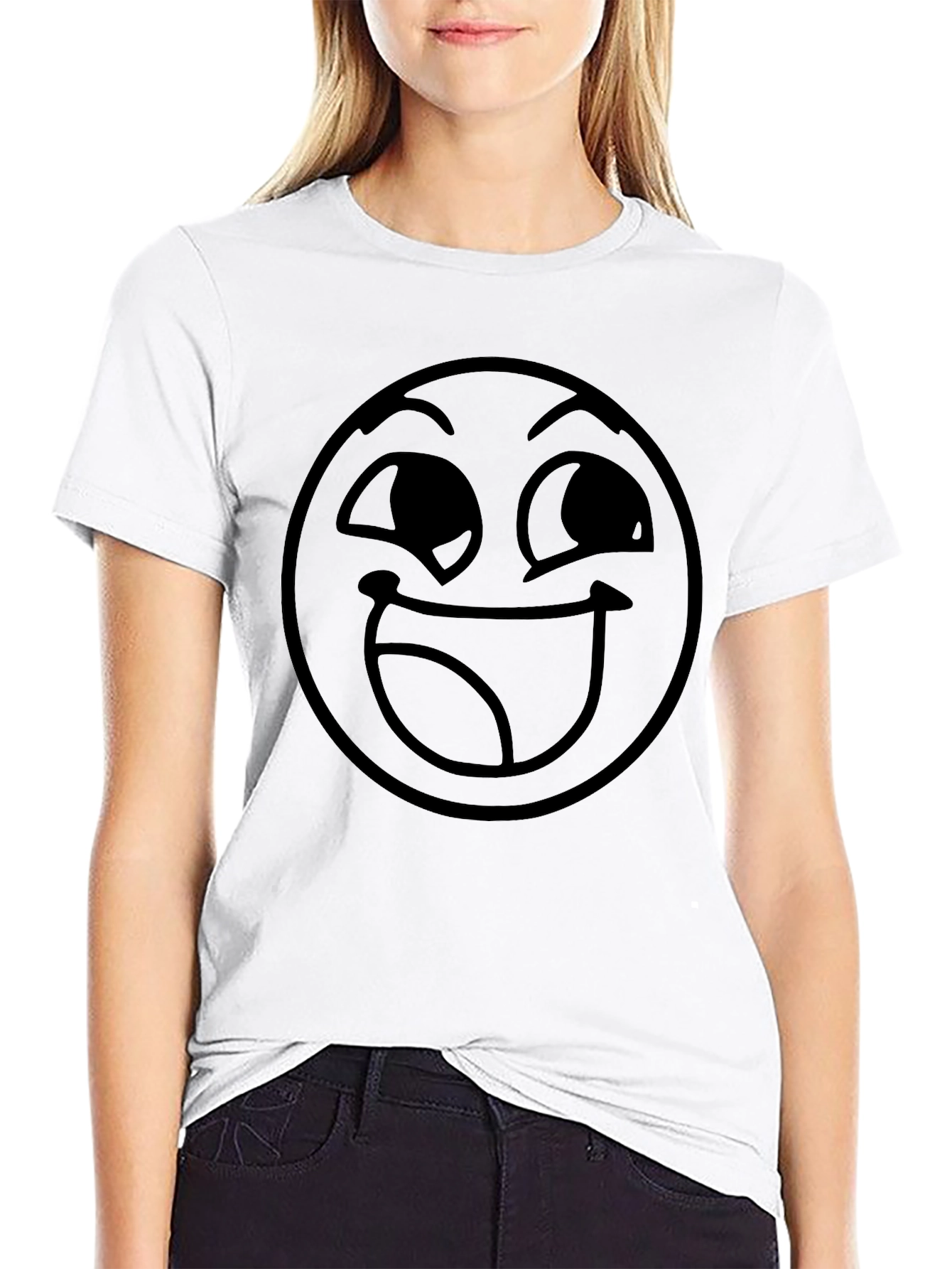 Smirking Face Black T-Shirt - Expressive Graphic Tee