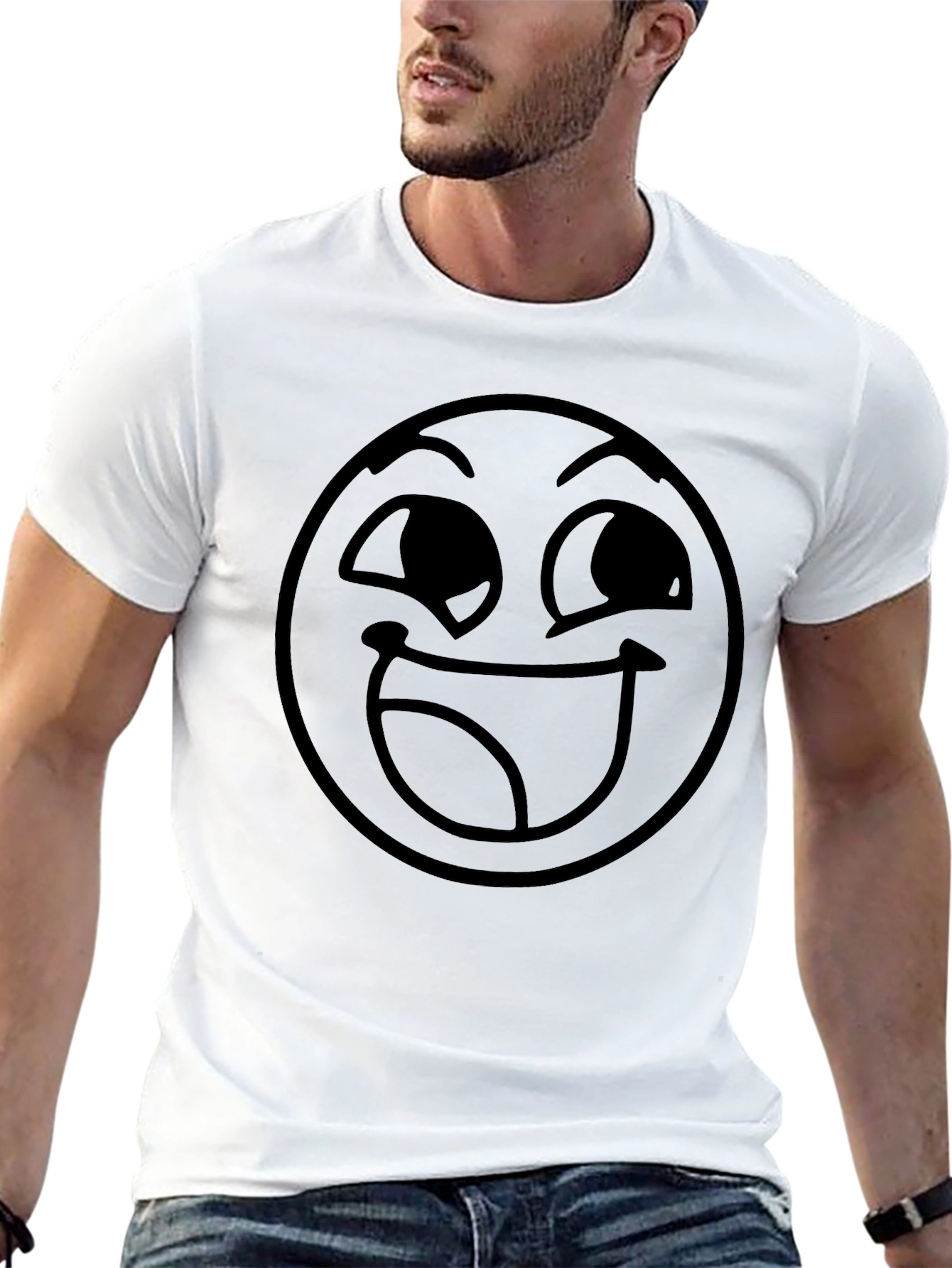 Smirking Face Black T-Shirt - Expressive Graphic Tee