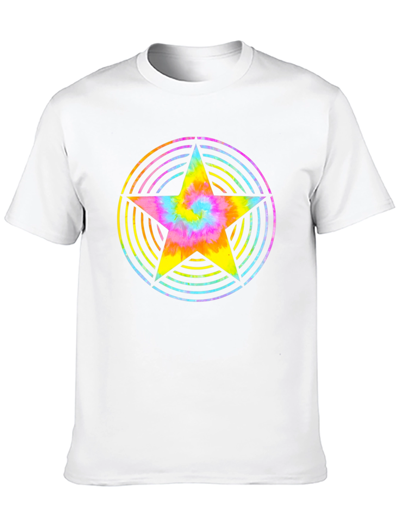 Rainbow Tie-Dye Star Graphic Black T-Shirt