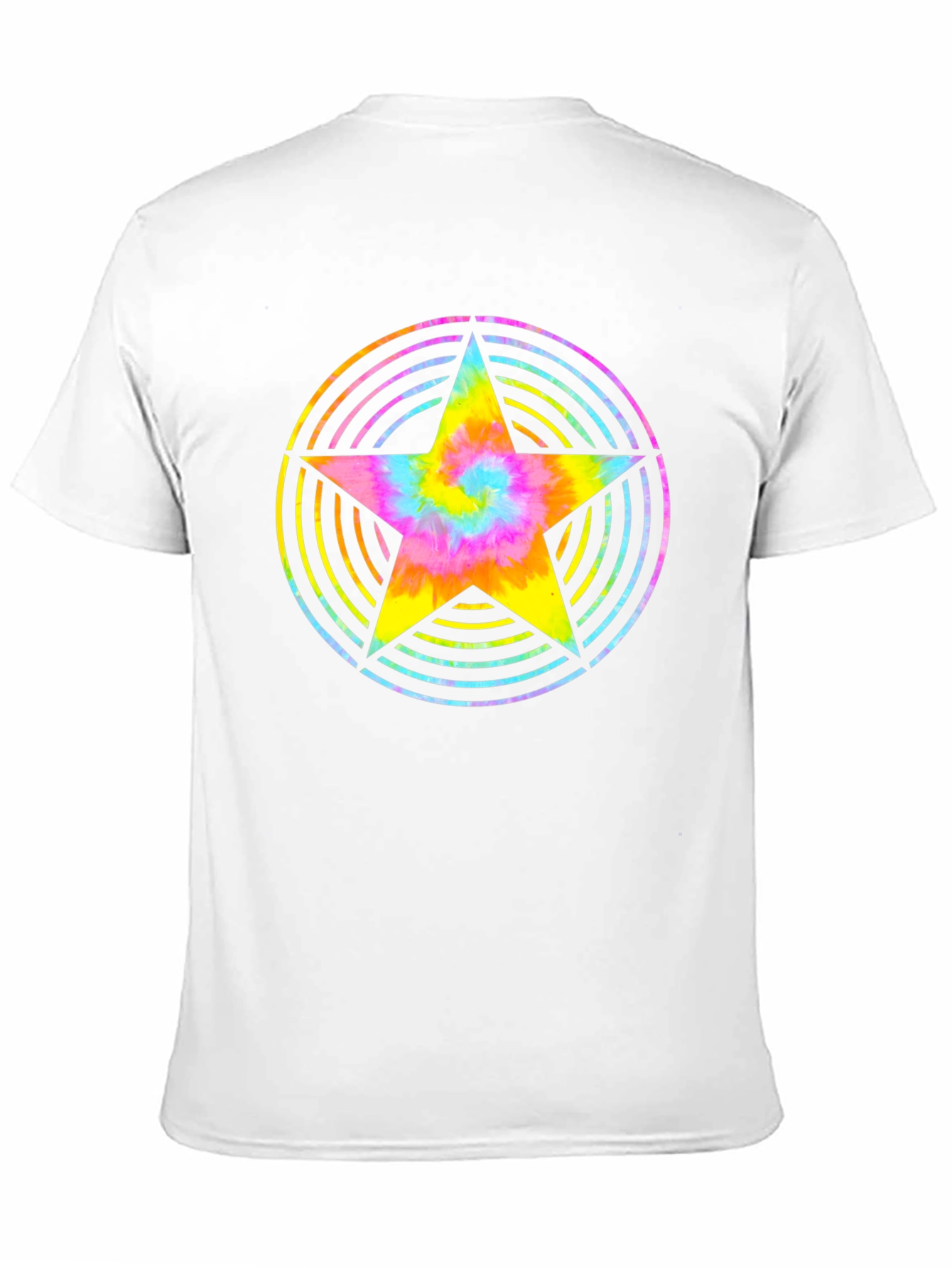 Rainbow Tie-Dye Star Graphic Black T-Shirt