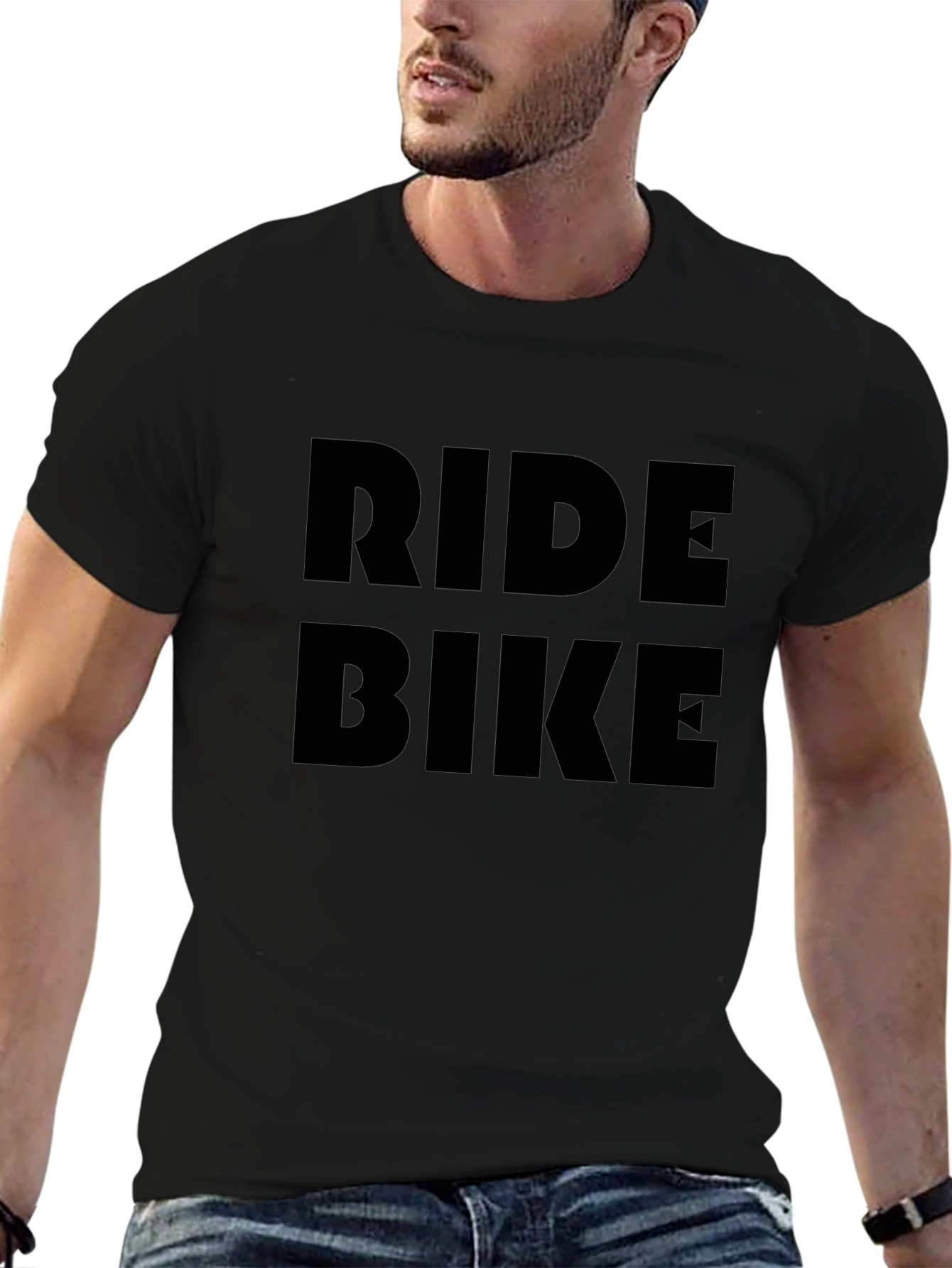 Ride Bike Graphic Tee - Stylish Black Cotton T-Shirt